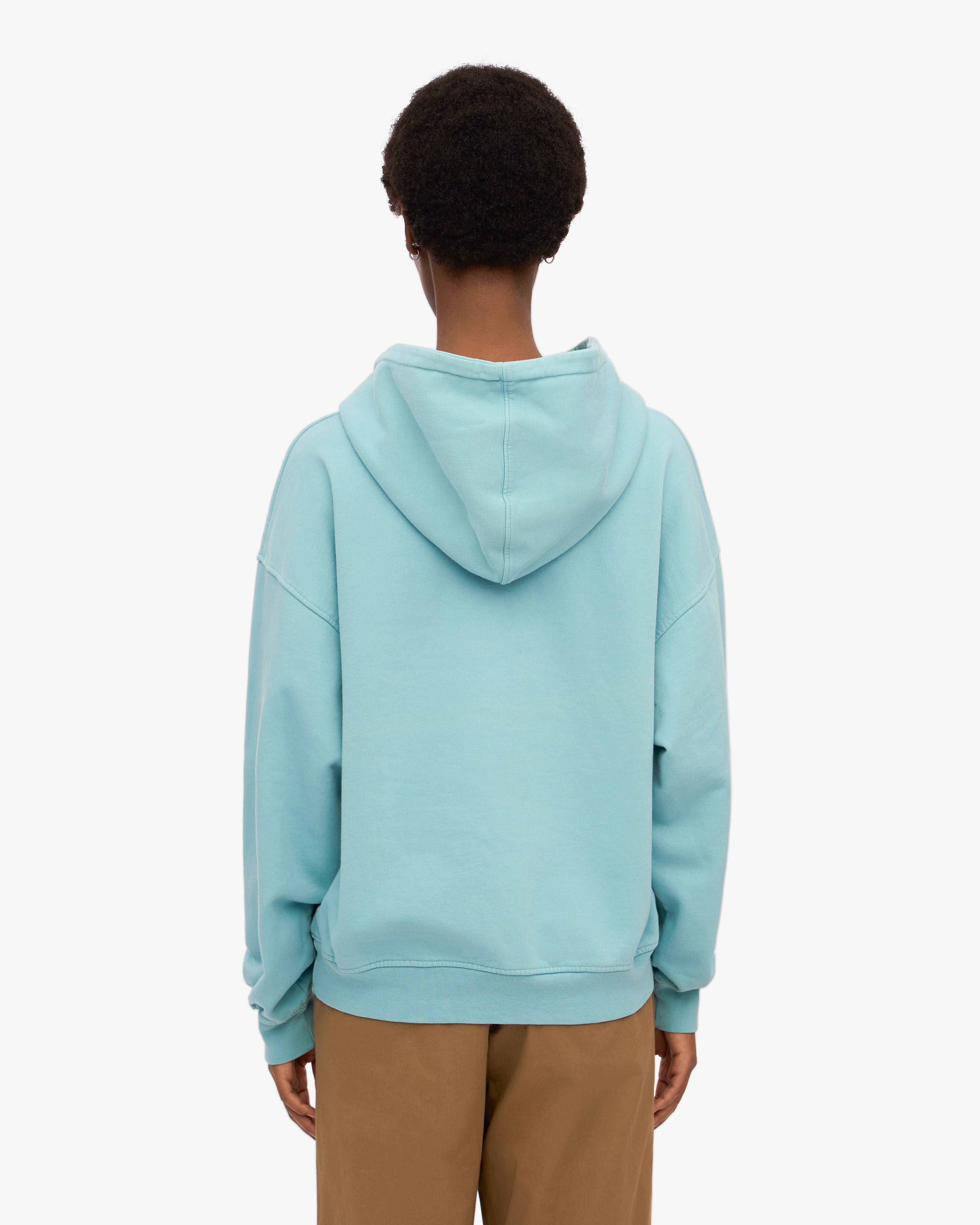 Organic Oversized Hoodie for Women & Men - Soft Teal Blue Pullover Sweatshirt - Cozy Loungewear for Relaxing at Home & Casual Outings
