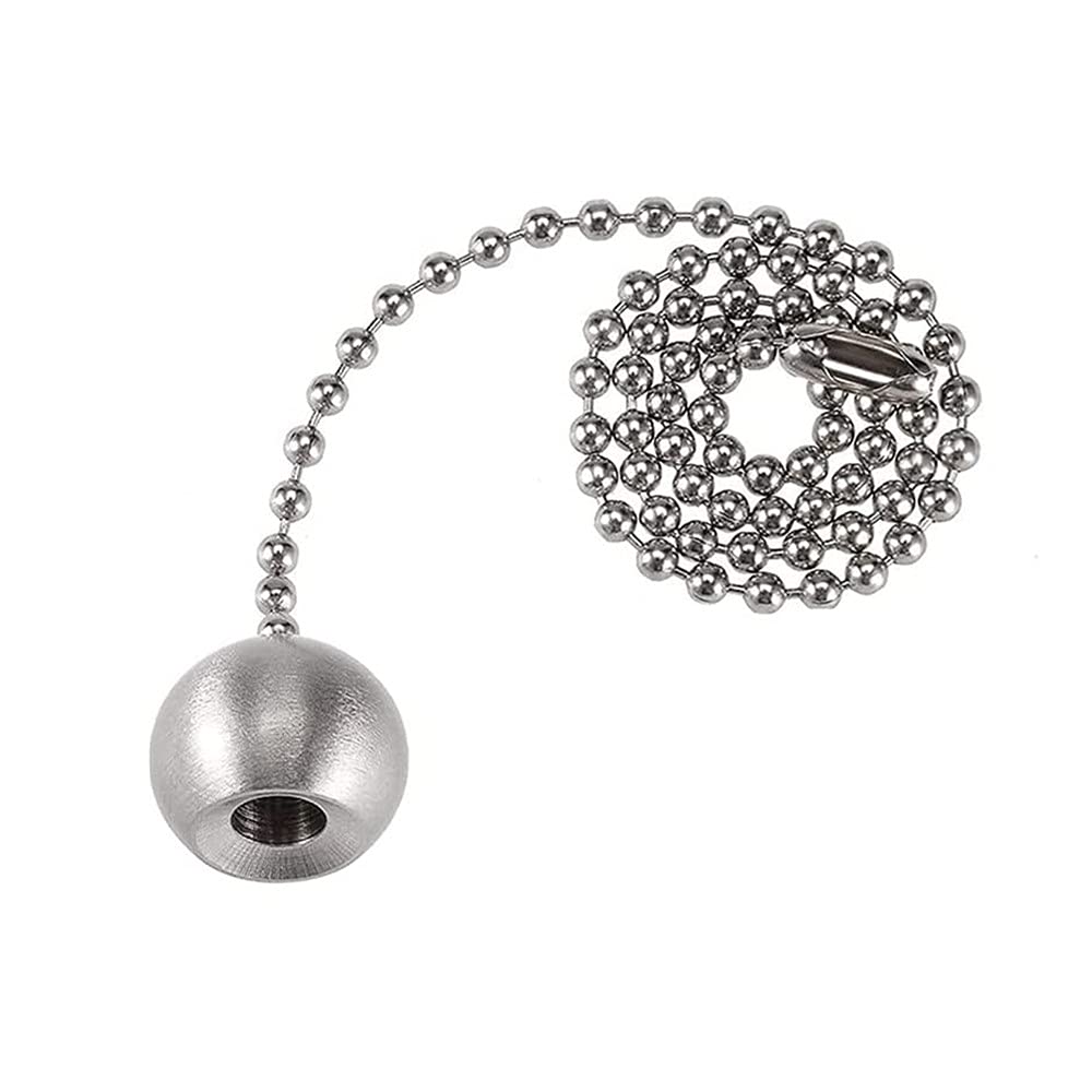 12 Inch Ceiling Fan Pull Chain Extender with Ball - 2 Pack Nickel Finish | Replacement Fan Light Pull Chain | Perfect for Bedroom, Living Room & Office Ceiling Fans
