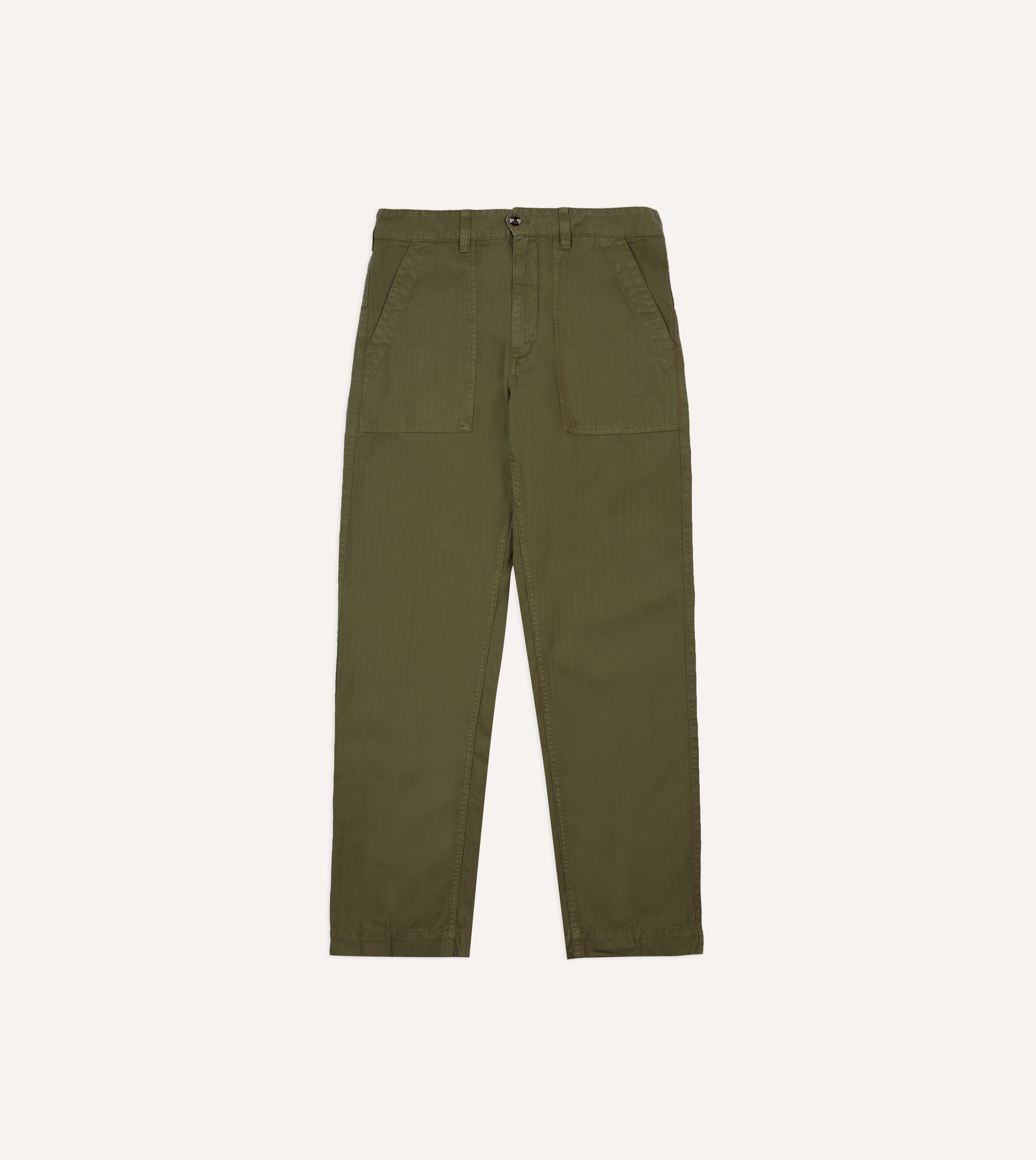 Premium Olive Cotton Linen Herringbone Fatigue Pants for Men & Women - Comfortable Casual Workwear for Outdoor, Travel & Everyday Wear