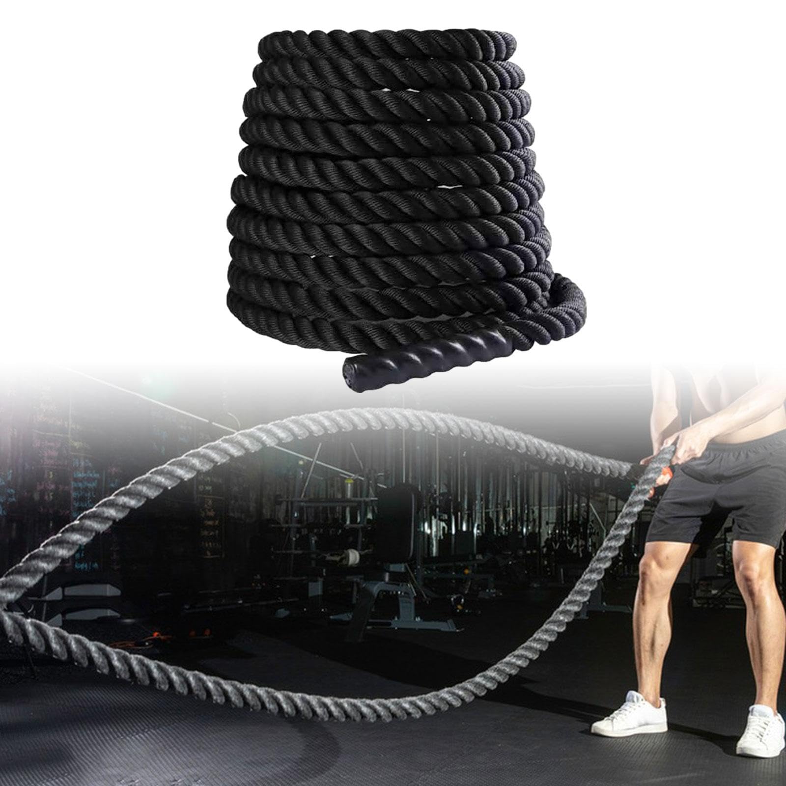 Professional Battle Rope for CrossFit & Strength Training - 9.8ft Heavy Duty Exercise Rope for Outdoor Workouts, Gym Training & Home Fitness - Perfect for HIIT, Cardio & Full Body Workouts