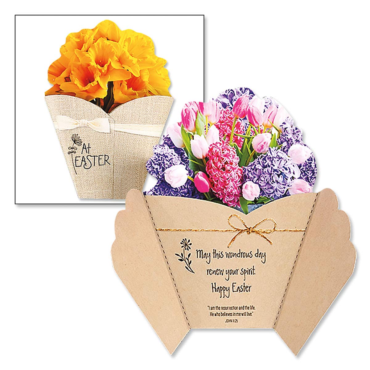 Easter Greeting Cards Set of 8 - 5x7 Inch Die-Cut Floral Bouquet Cards with Envelopes for Kids & Adults - Perfect for Easter Celebrations, Spring Parties & Gift Giving