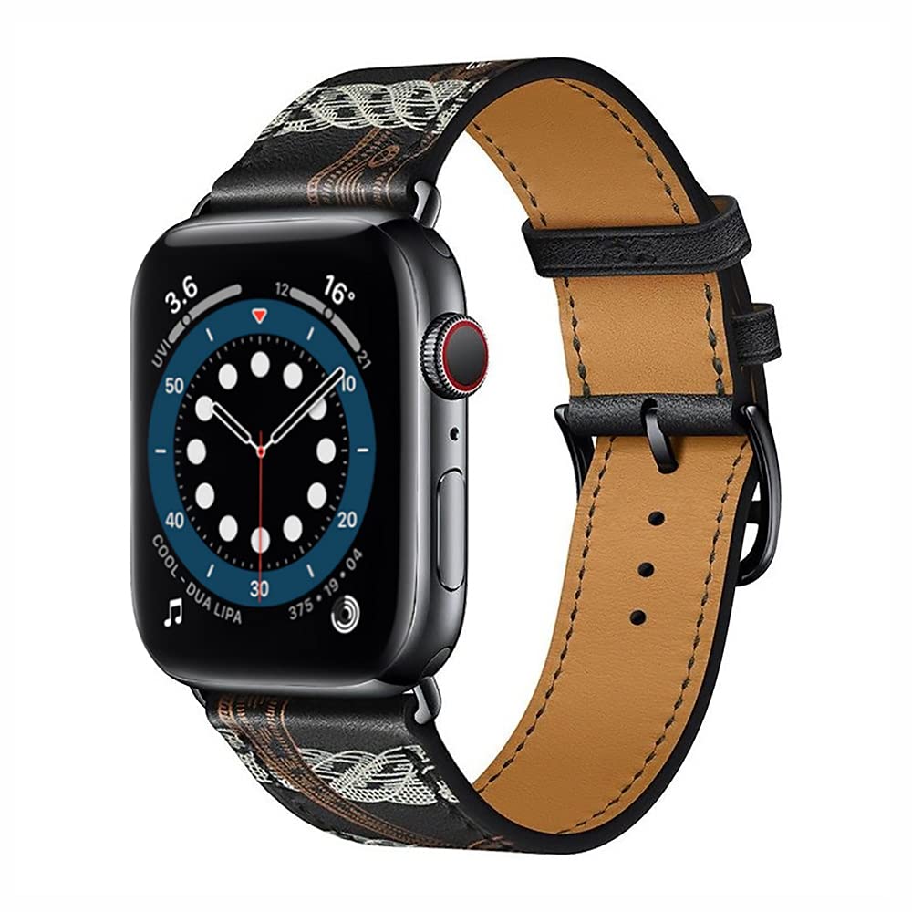Genuine Leather Band for Apple Watch 38mm 40mm 41mm 42mm 44mm 45mm - Compatible with Series 7/6/5/4/3/2/1/SE - Premium Replacement Strap for Work, Gym & Everyday Wear
