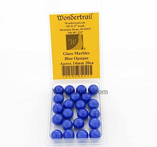 20-Pack Blue Opaque 14mm Glass Marbles for DIY Crafts, Home Decor & Kids Games - WONGM025