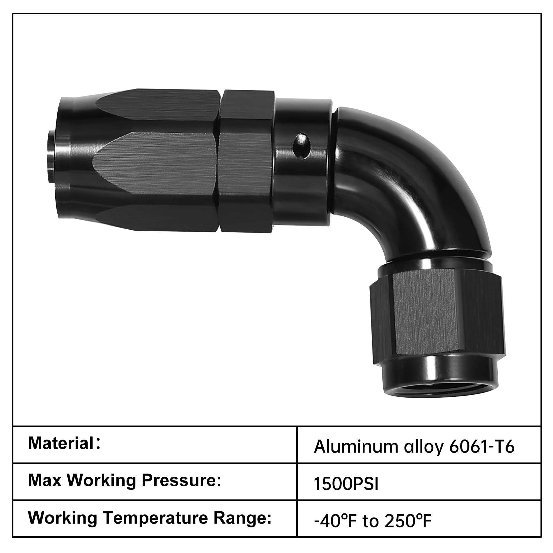 EVIL ENERGY 90° Full Flow Hose Fitting for CPE Braided Hose - High Performance Automotive Use