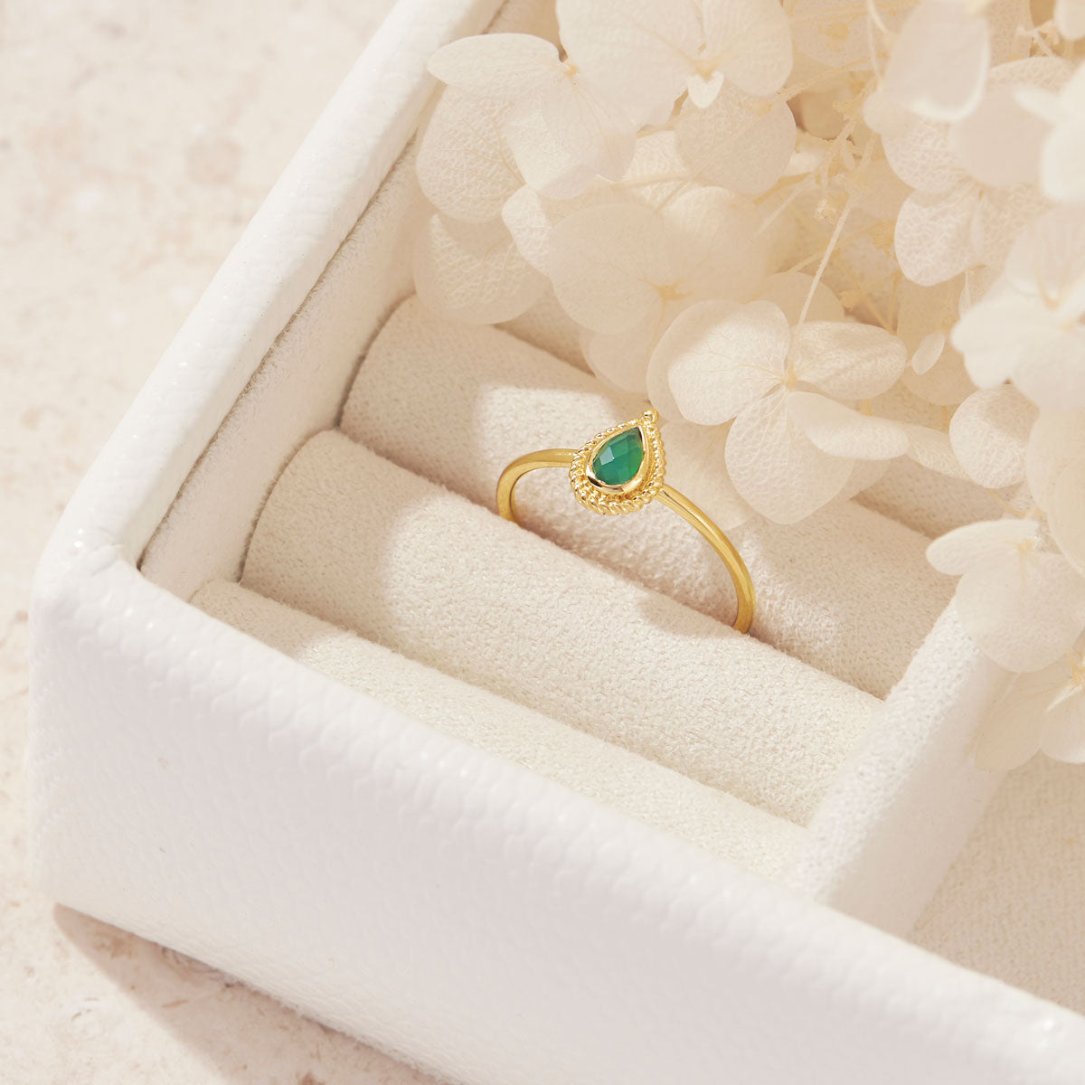 Luria Green Onyx Ring - 14K Gold Plated Women's Statement Ring for Elegant Occasions & Everyday Wear