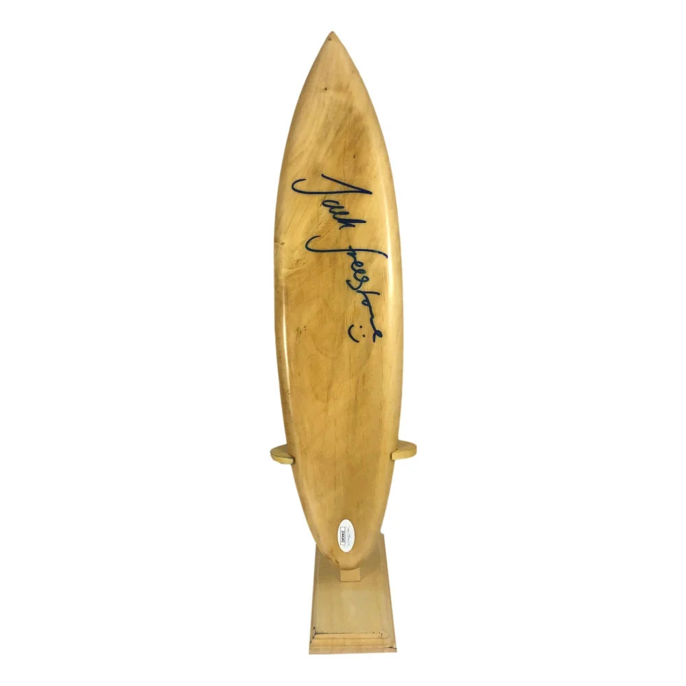 Jack Freestone Hand-Signed Wooden Mini Surfboard with Stand - JSA COA Authenticated - Perfect for Surfing Fans, Collectors, and Home Decor