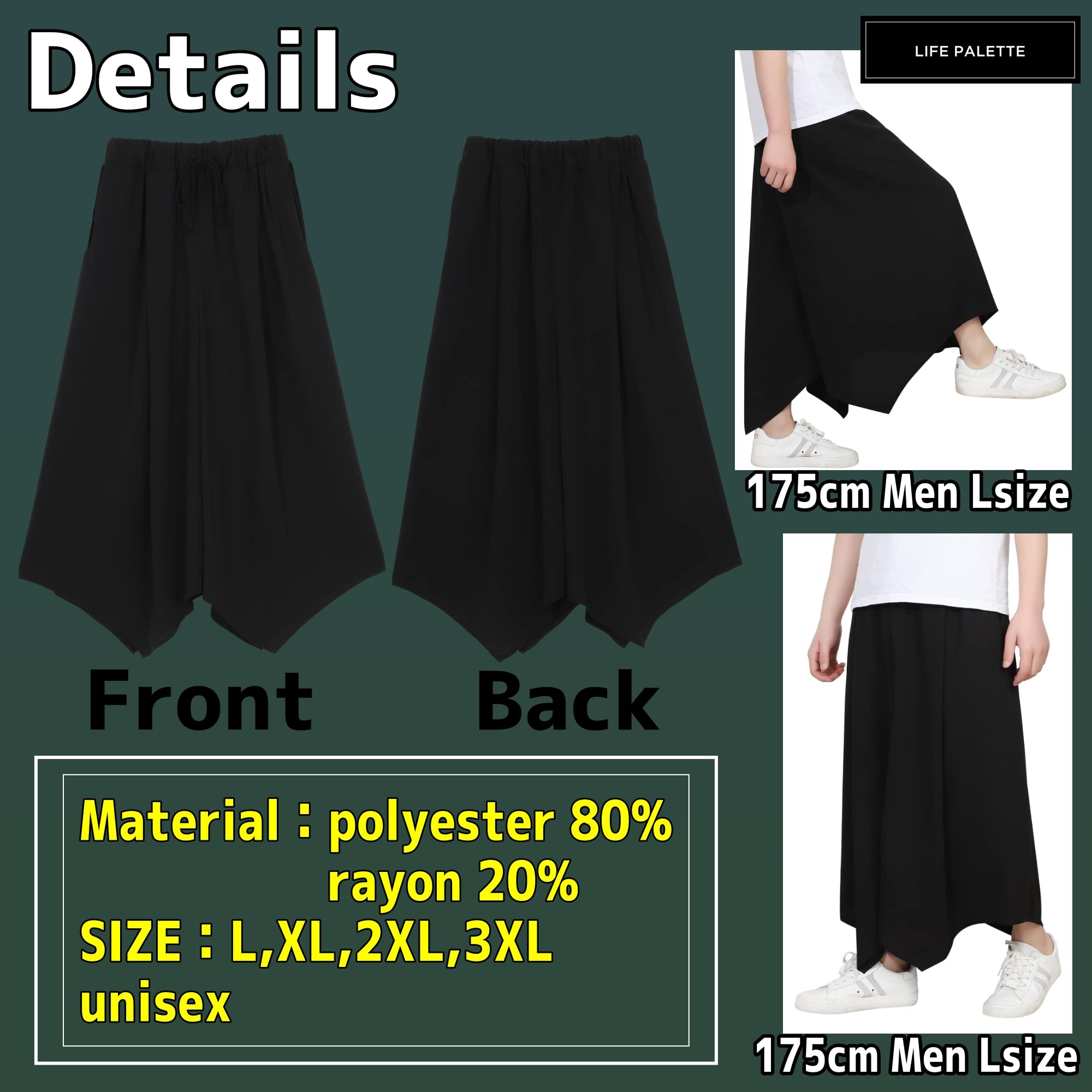 Japanese Samurai Hakama Harem Pants for Men & Women - Black Ninja Yoga Pants with Wide Leg Design - Perfect for Martial Arts, Cosplay, Yoga and Loungewear