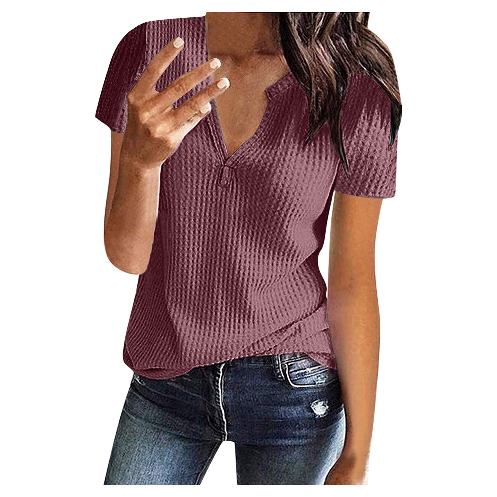 Sexy Women's Tank Tops - Deep V Neck Waffle Knit Sleeveless Blouse for Summer Casual Wear | Loose Fit Cami Shirts & Tees for Beach, Vacation, and Everyday Outfits