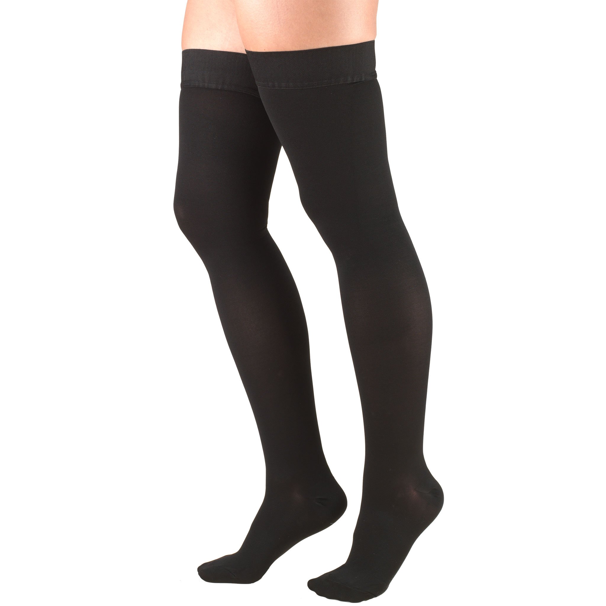 Truform 20-30 mmHg Compression Stockings for Men & Women - Thigh High Medical Socks with Dot Top & Closed Toe - Ideal for Circulation Support, Varicose Veins & Long Flights