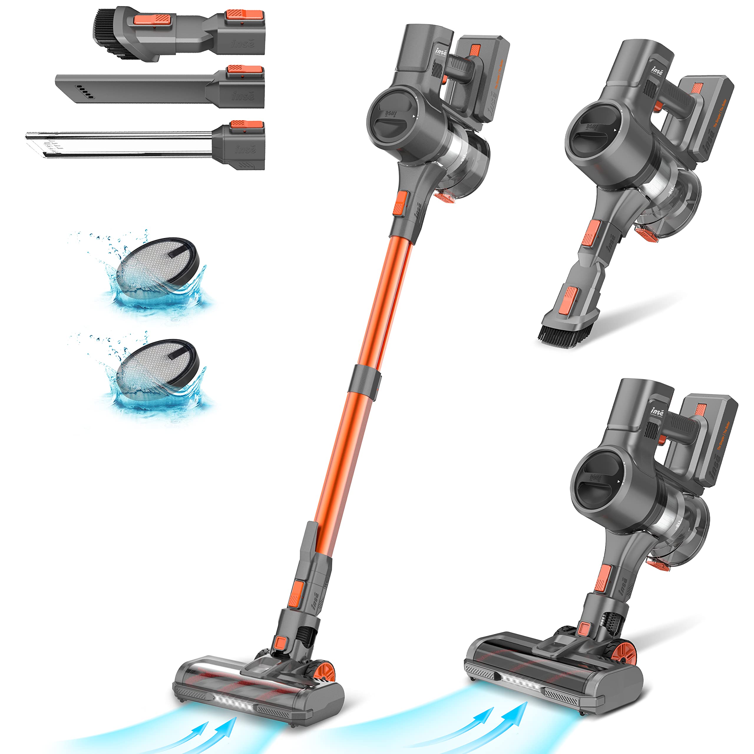 INSE Cordless Vacuum Cleaner 26Kpa - 6-in-1 Lightweight Stick Vacuum for Hardwood Floors & Pet Hair - Home & Car Cleaning
