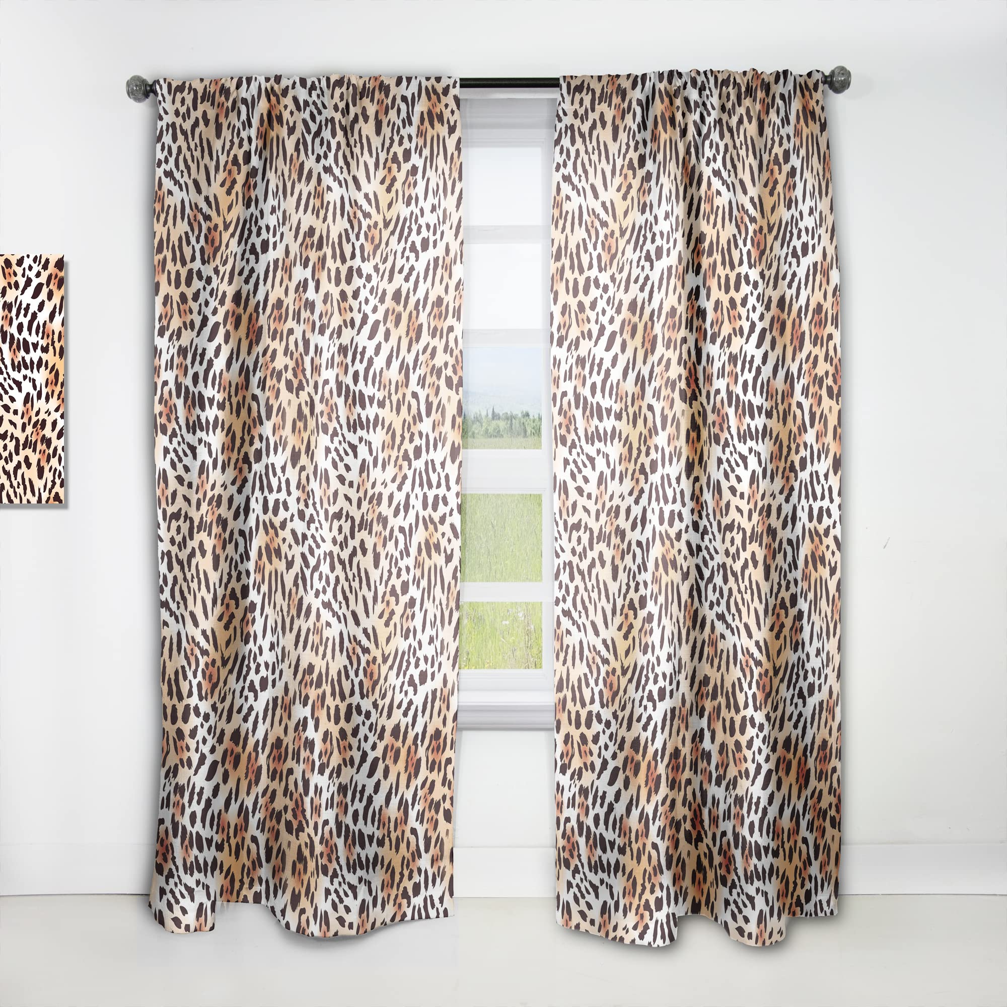 DesignQ Leopard Print Safari Thermal Insulated Curtains - 52x90 Inch Single Panel for Bedroom & Living Room - Perfect for Jungle Theme Decor & Energy Efficiency