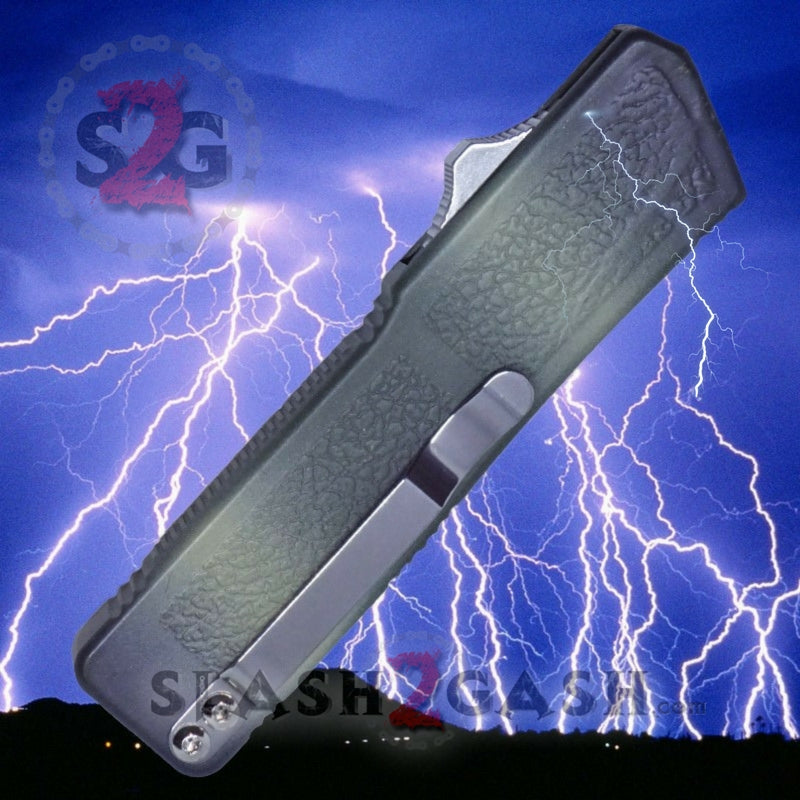 Lightning OTF Dual Action Camo Automatic Knife - Tactical Plain Edge Folding Pocket Knife for Outdoor Camping, Hunting & Survival Gear