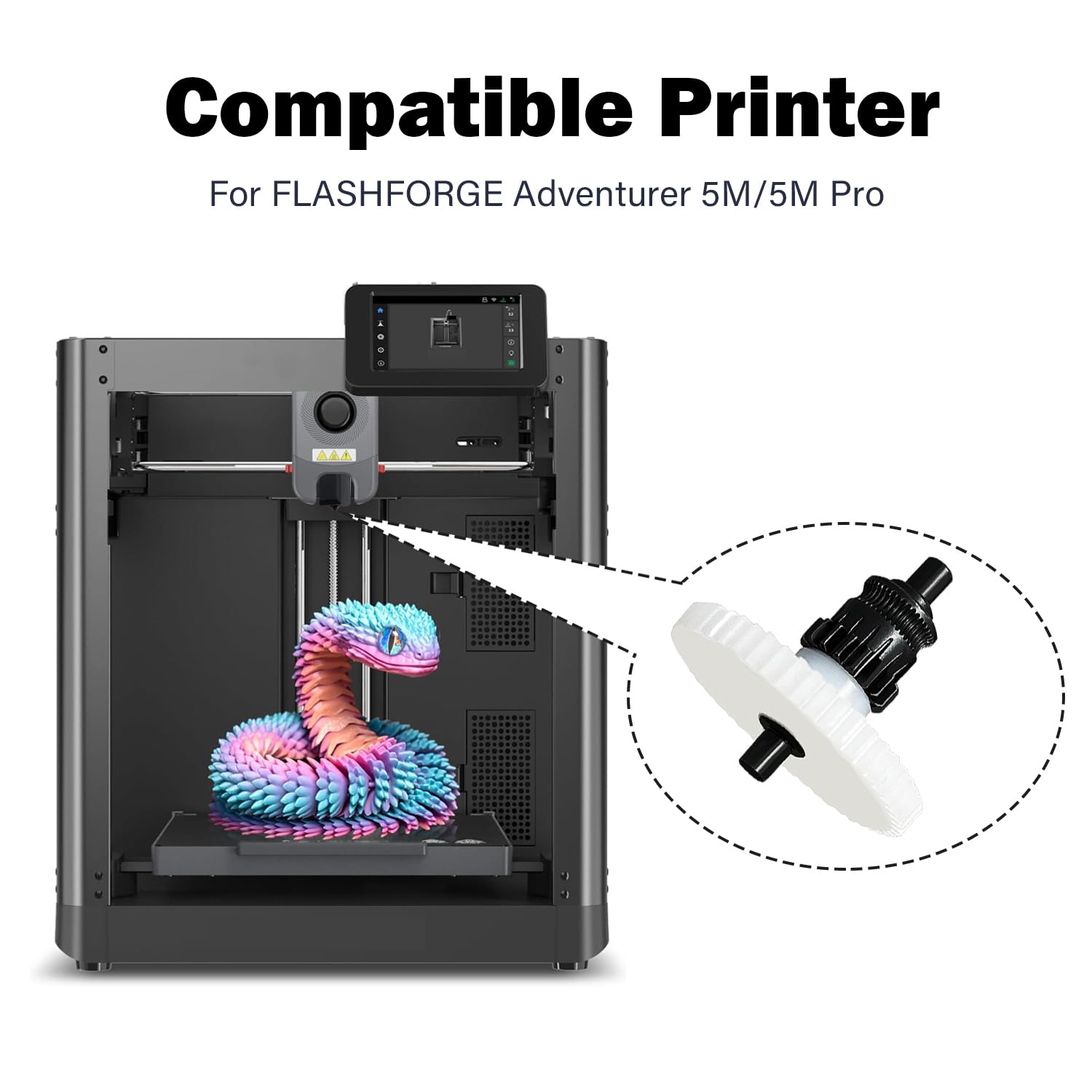 Extruder Gear Kit - Dual Drive Gear Bearing with POM Gears & Nano-Coated Mold Steel Gear - Filament Feed Extrusion Part for Flashforge Adventurer 5M/5M Pro 3D Printer - Perfect for Hotend Replacement & Print Head Maintenance