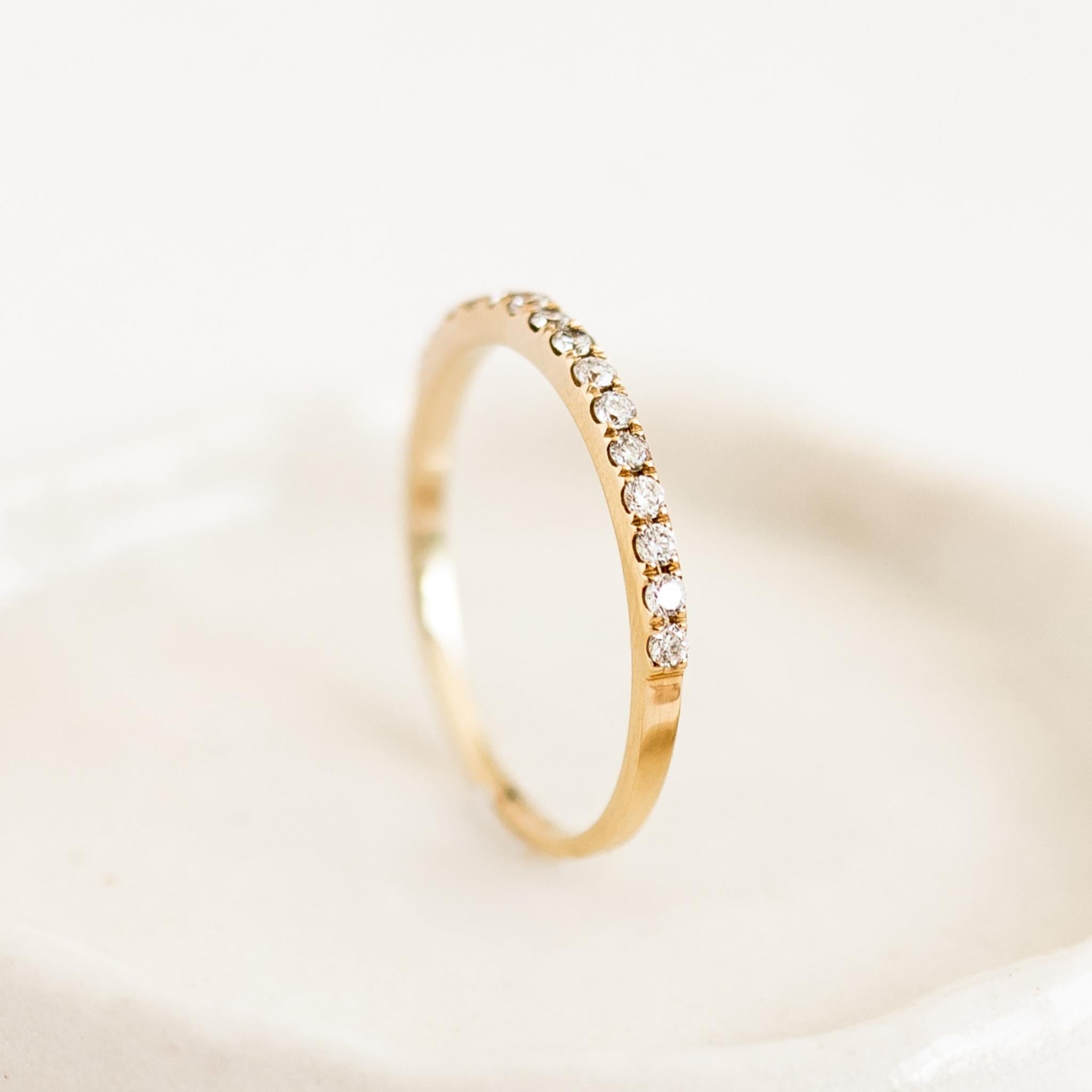 14K Gold Diamond Half Eternity Ring for Women - Elegant Stackable Wedding Band, Anniversary Gift for Her | Perfect for Bridal Jewelry, Valentine's Day & Special Occasions
