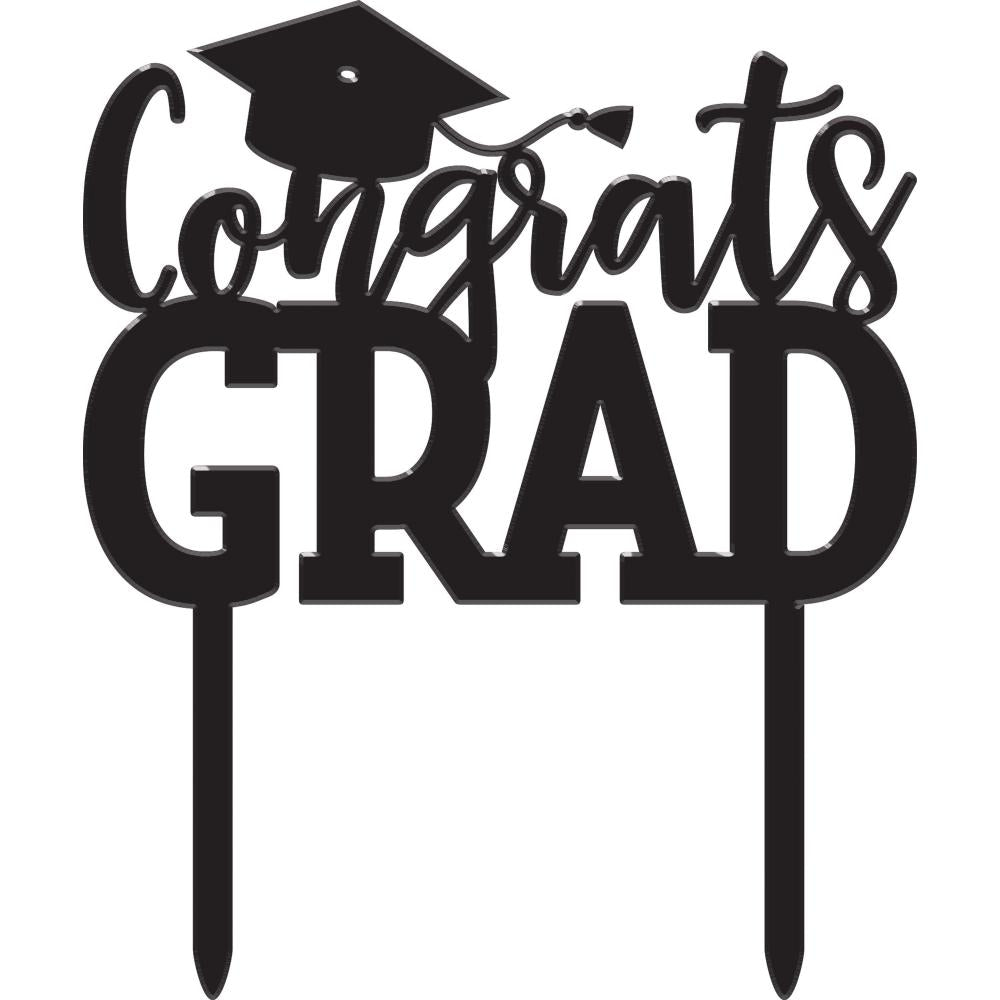 12-Piece Bulk Graduation Black Cake Toppers - Perfect for Graduation Parties, Cakes, Cupcakes & Celebrations