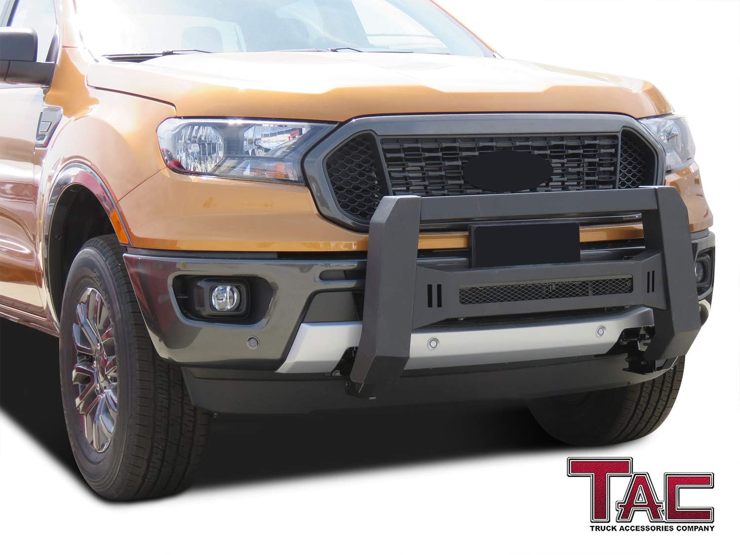 TAC Modular Bull Bar for 2019-2023 Ford Ranger Truck | Heavy Duty Black Steel Bumper with Predator Mesh Design | Compatible with LED Off-Road Lights | Perfect for Off-Roading & Truck Protection