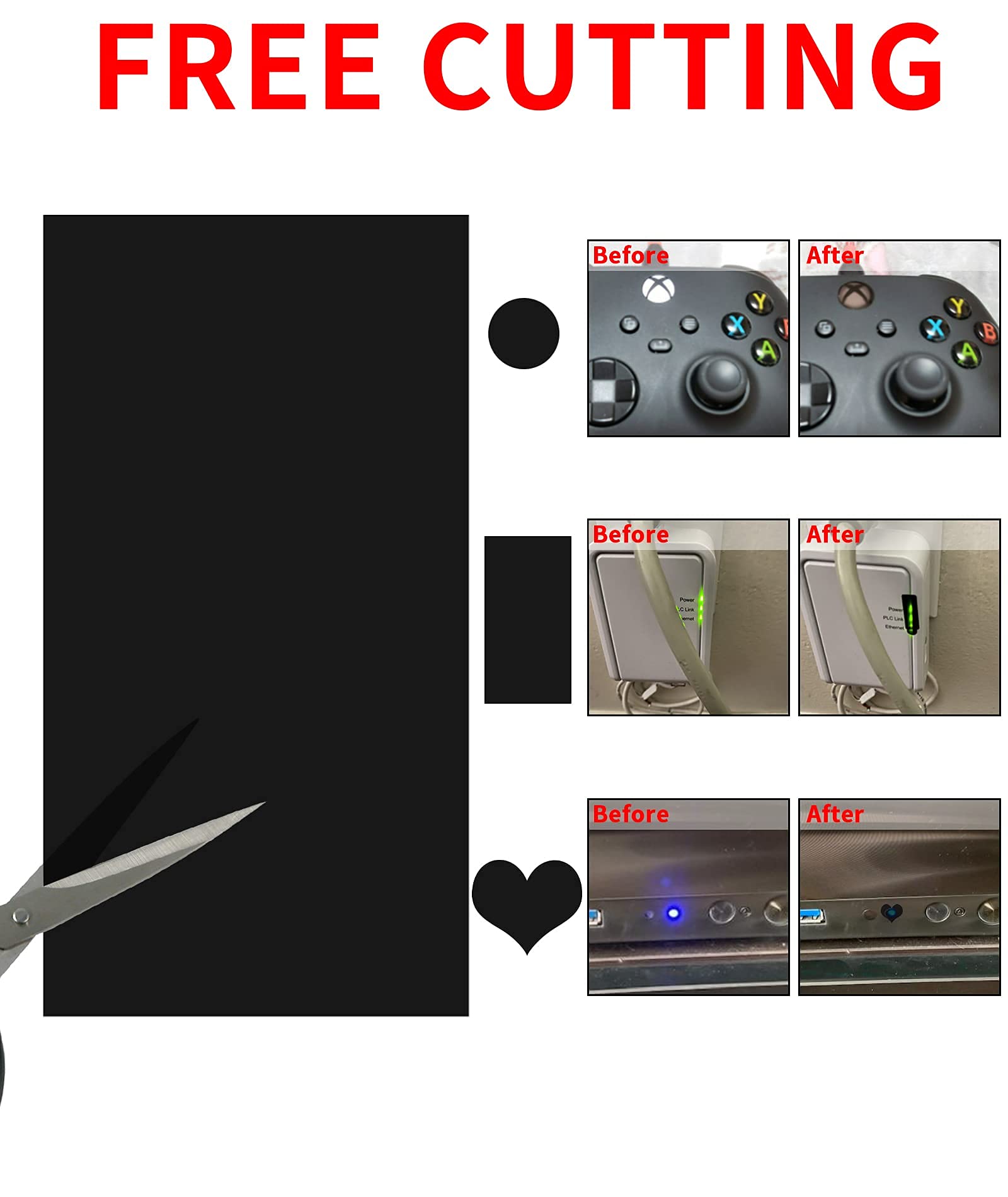 Birllaid Static Clings Dimmer Sheets - 6x3 Inch (Pack of 3) | Black Light Blocking Stickers for Electronics | PET Material | Single Use Square LED Dimming Film - Perfect for Reducing Glare on TVs, Monitors & Digital Displays