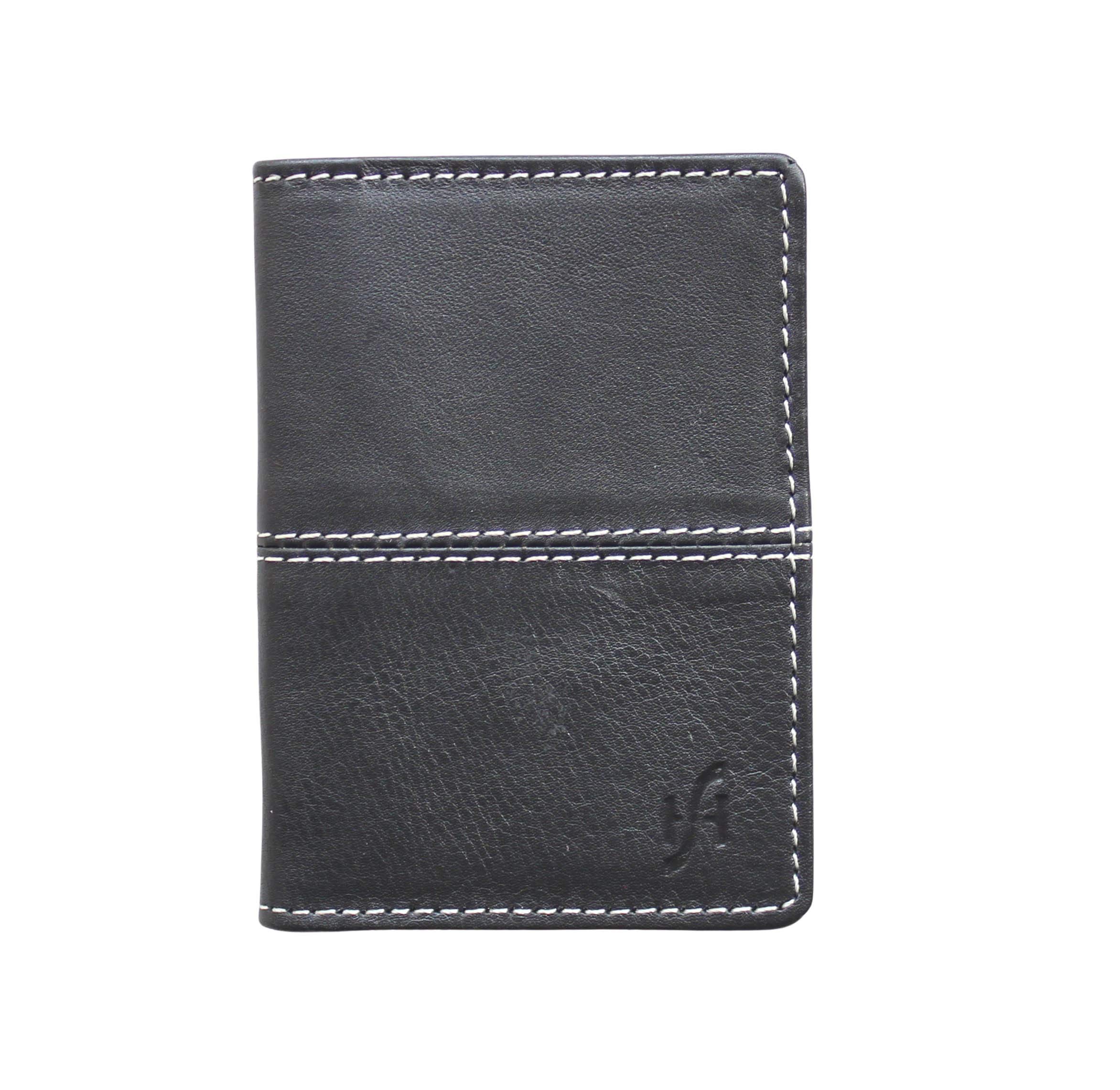 Genuine Soft Leather Men's Credit Card Holder & Business Card Wallet - Slim RFID Blocking Case for Everyday Use, Travel, and Office (Black)
