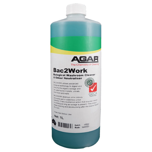 Bac2Work Biological Bathroom Cleaner with Agar - Natural Enzyme Drain & Toilet Bowl Cleaner - Eliminates Odors & Clogs - Perfect for Home, Hotel & Commercial Use