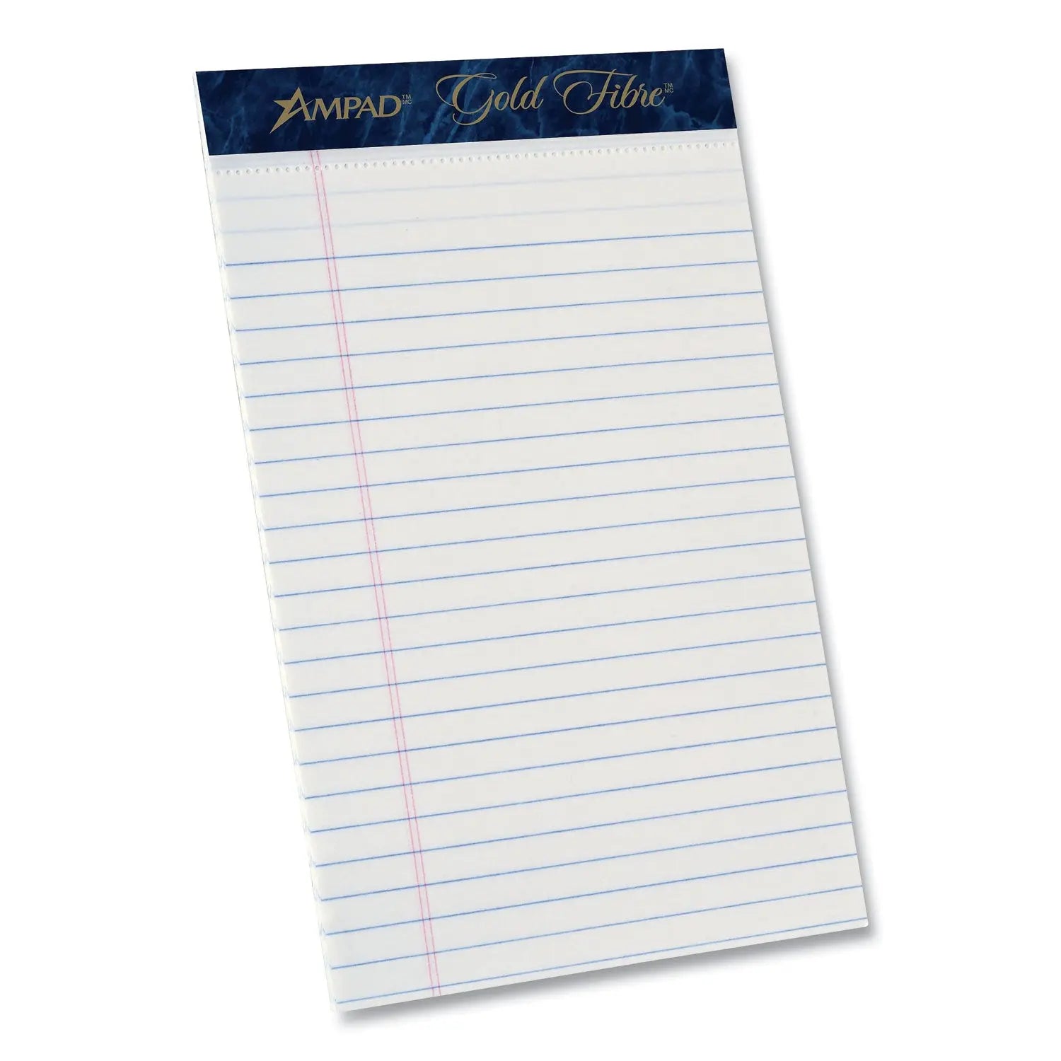 Ampad Gold Fibre Writing Pads - Medium/College Rule, 50 White 5x8 Sheets (Pack of 12) - Premium Notepads for Office, School & Journaling