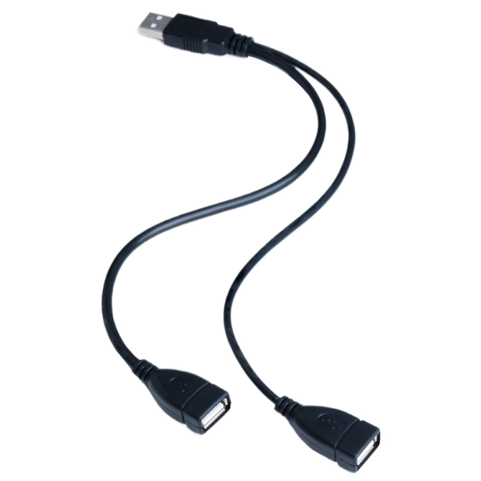 Dual USB Female to USB Male Y Splitter Cable - 30cm Black Extension Cord for Charging & Syncing Laptops, Tablets & Phones | Perfect for Office, Travel & Multi-Device Charging