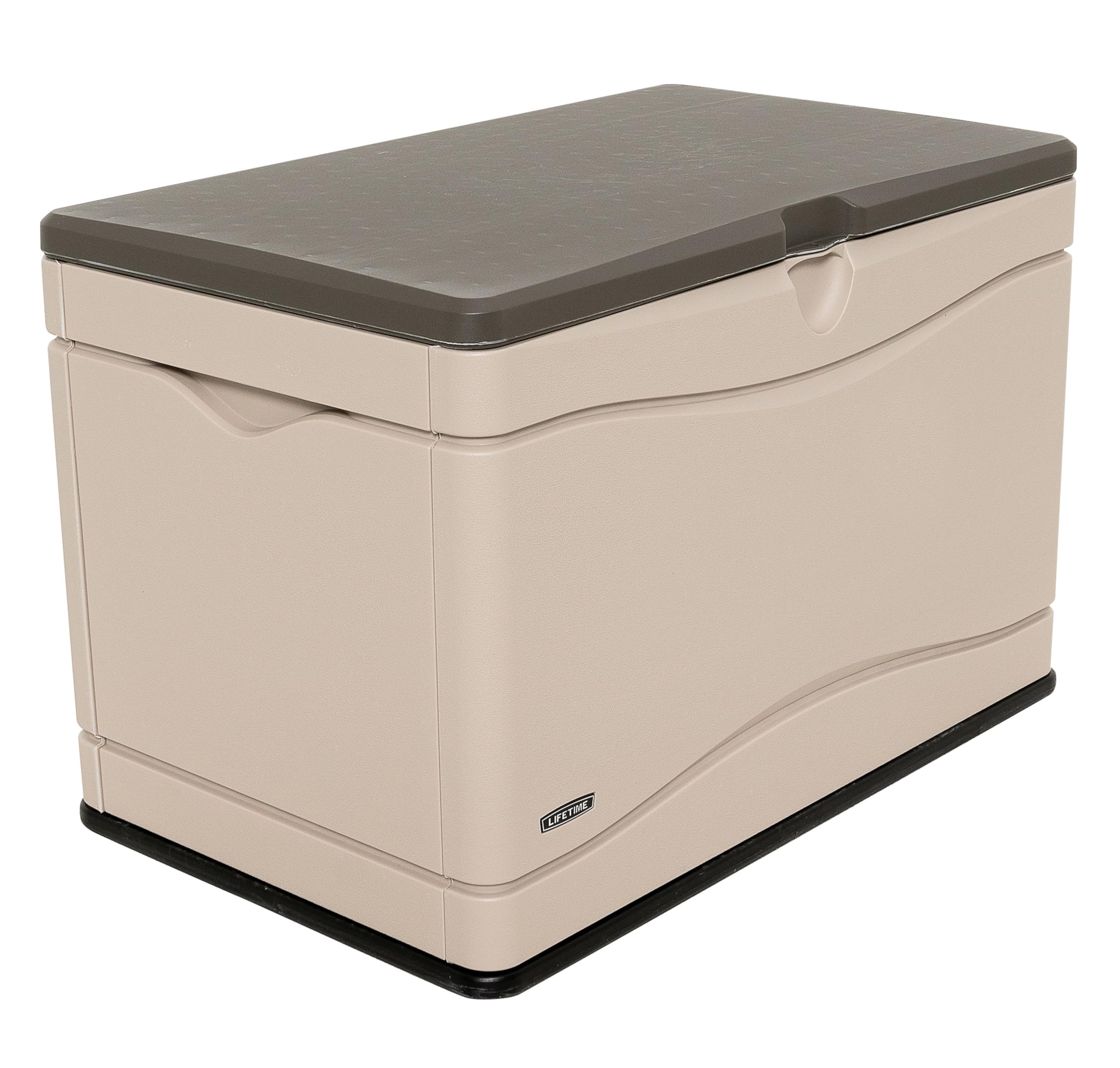 Lifetime 60103 80 Gallon Deck Storage Box - Outdoor Weatherproof Storage for Patio Furniture Cushions, Pool Toys & Garden Tools - Desert Sand/Brown
