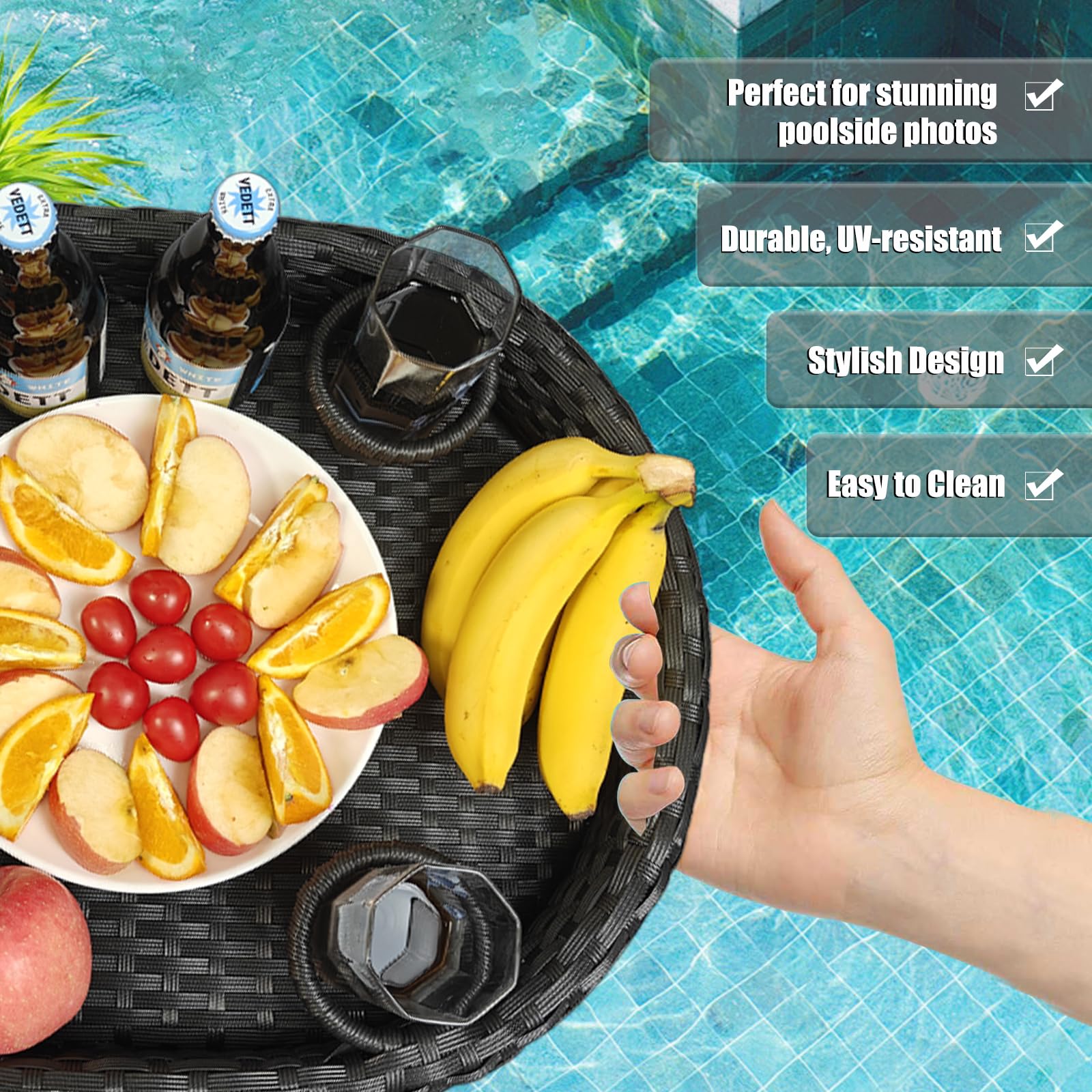 Premium Floating Pool Tray for Drinks & Snacks - Waterproof Oval Pool Table for Swimming Pool Activities - Essential Floating Food Tray for Summer Parties, Beach Days & Relaxing by the Pool (Small Size)