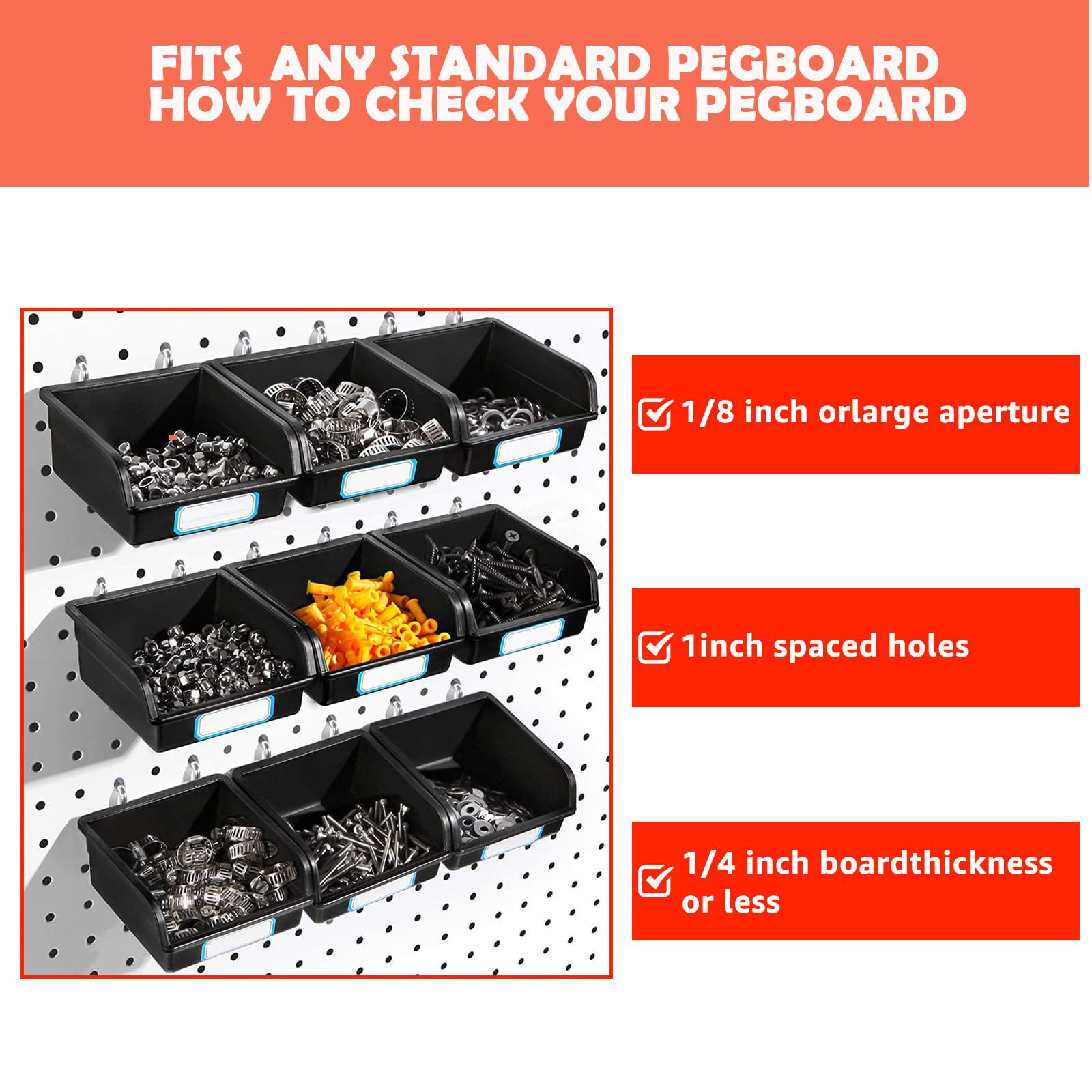 21 Sets Pegboard Bins & Cups with Hooks & Loops - Pegboard Accessories Kit for Organizing Craft Supplies, Office & Workbench Tools - Perfect for DIY Projects, Garage Storage & Workshop Organization