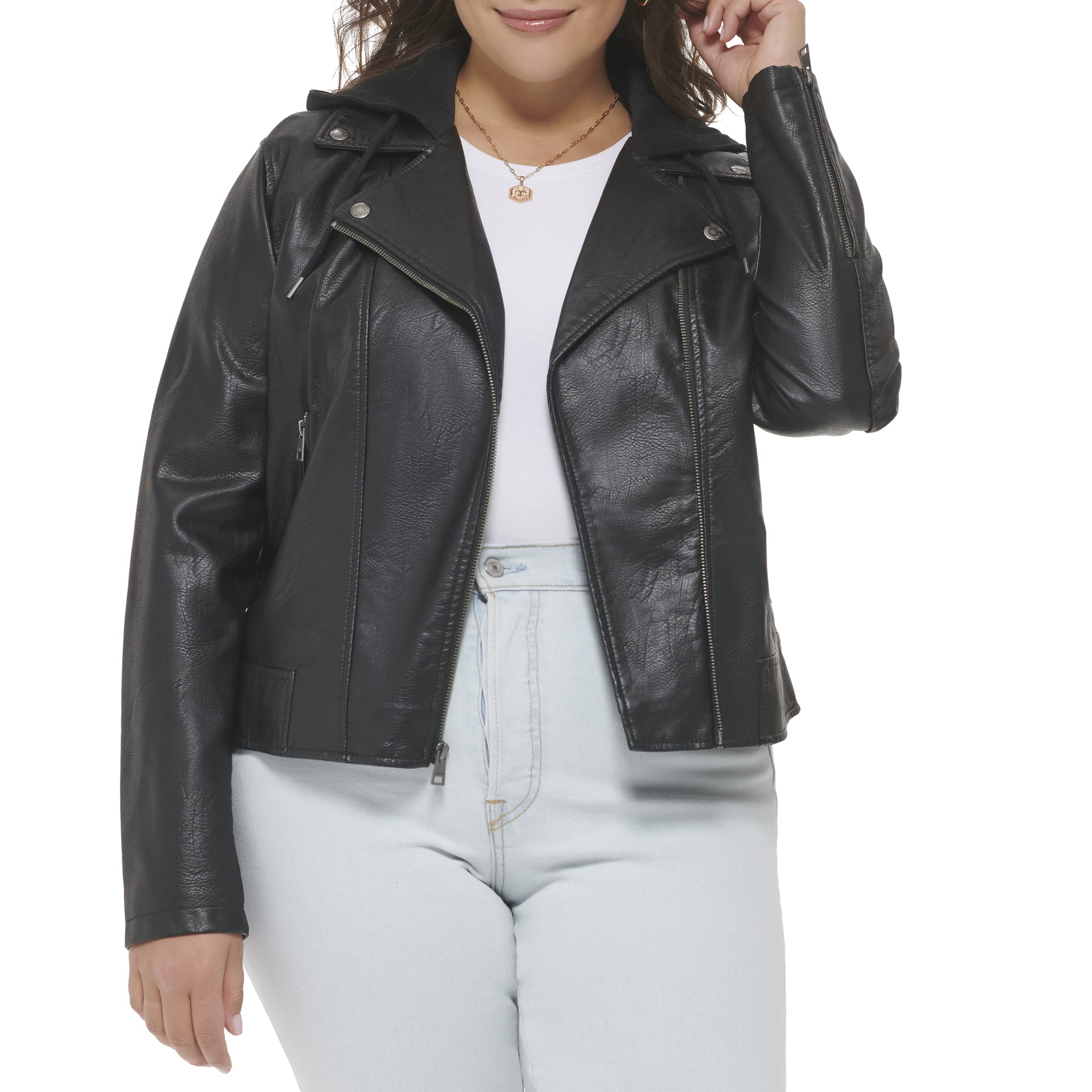 Levi's Women's Classic Faux Leather Motorcycle Jacket - Regular & Plus Size - Stylish Biker Jacket for Casual Outings & Night Rides