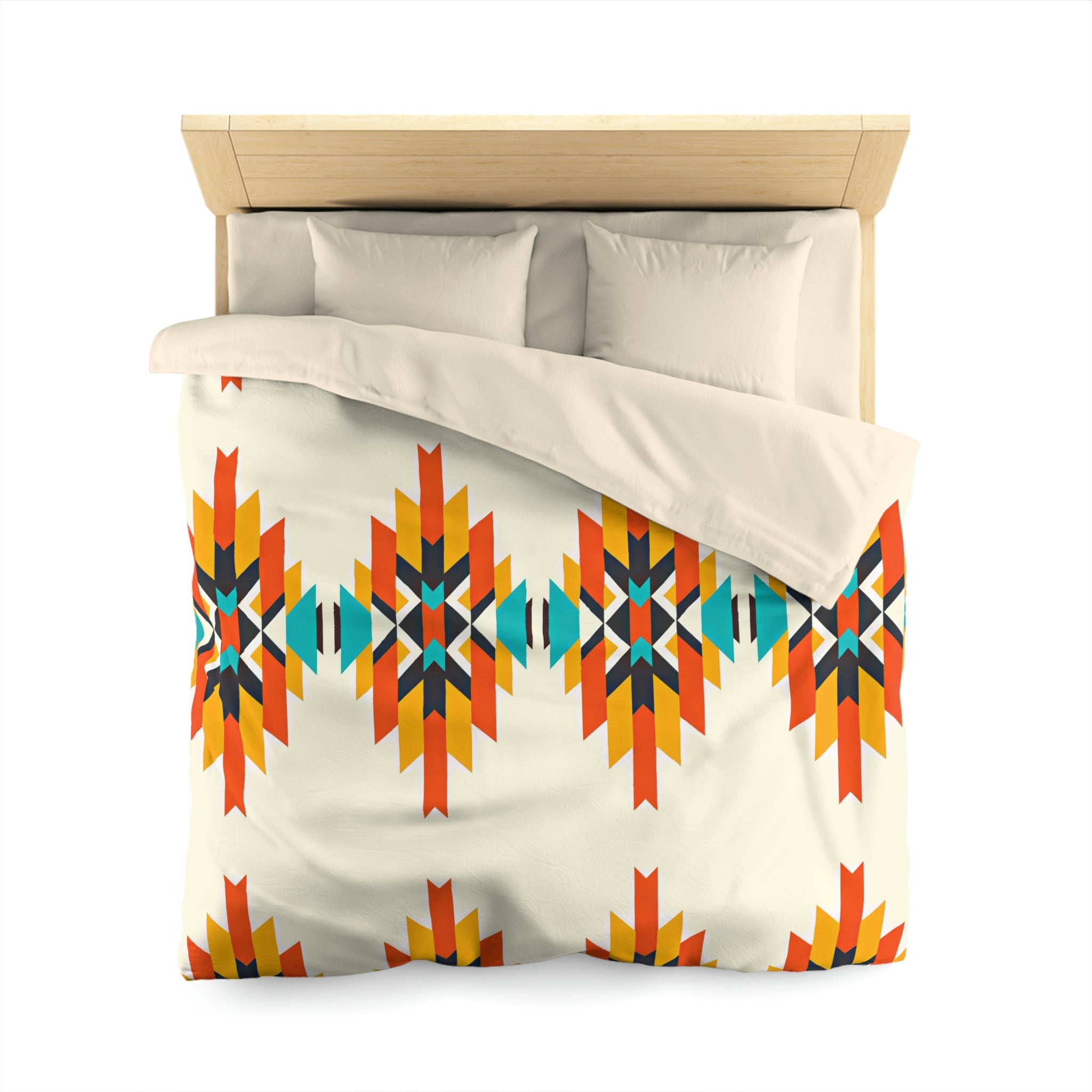 Southwestern Arrow Print Microfiber Duvet Cover Set - Soft Bedding for Queen King Bed - Boho Chic Bedroom Decor for Cozy Home & Guest Room