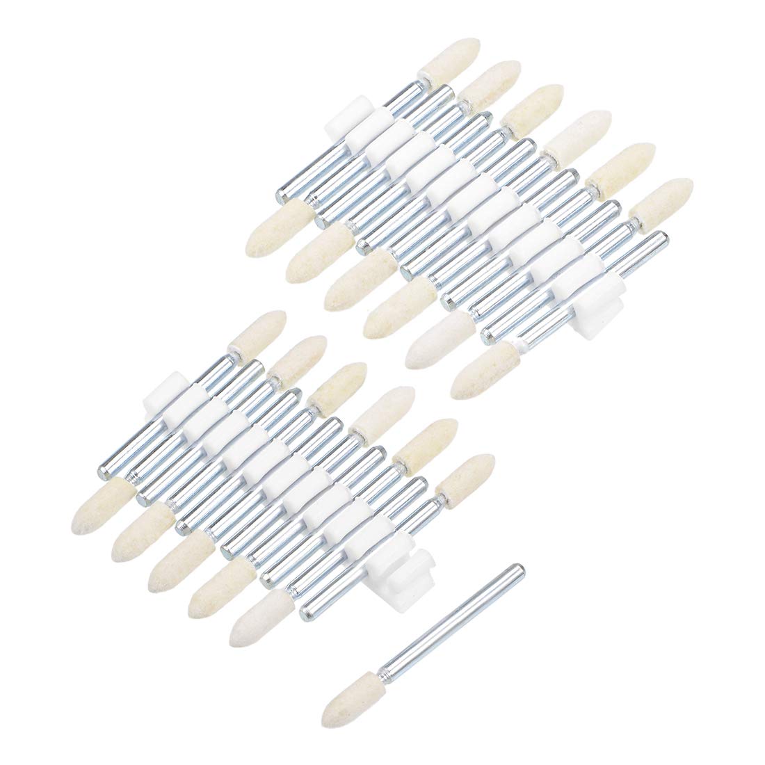 uxcell 24-Piece 4mm Wool Felt Mounted Points Set - Tapered Polishing Bits & Buffing Wheels with 1/8