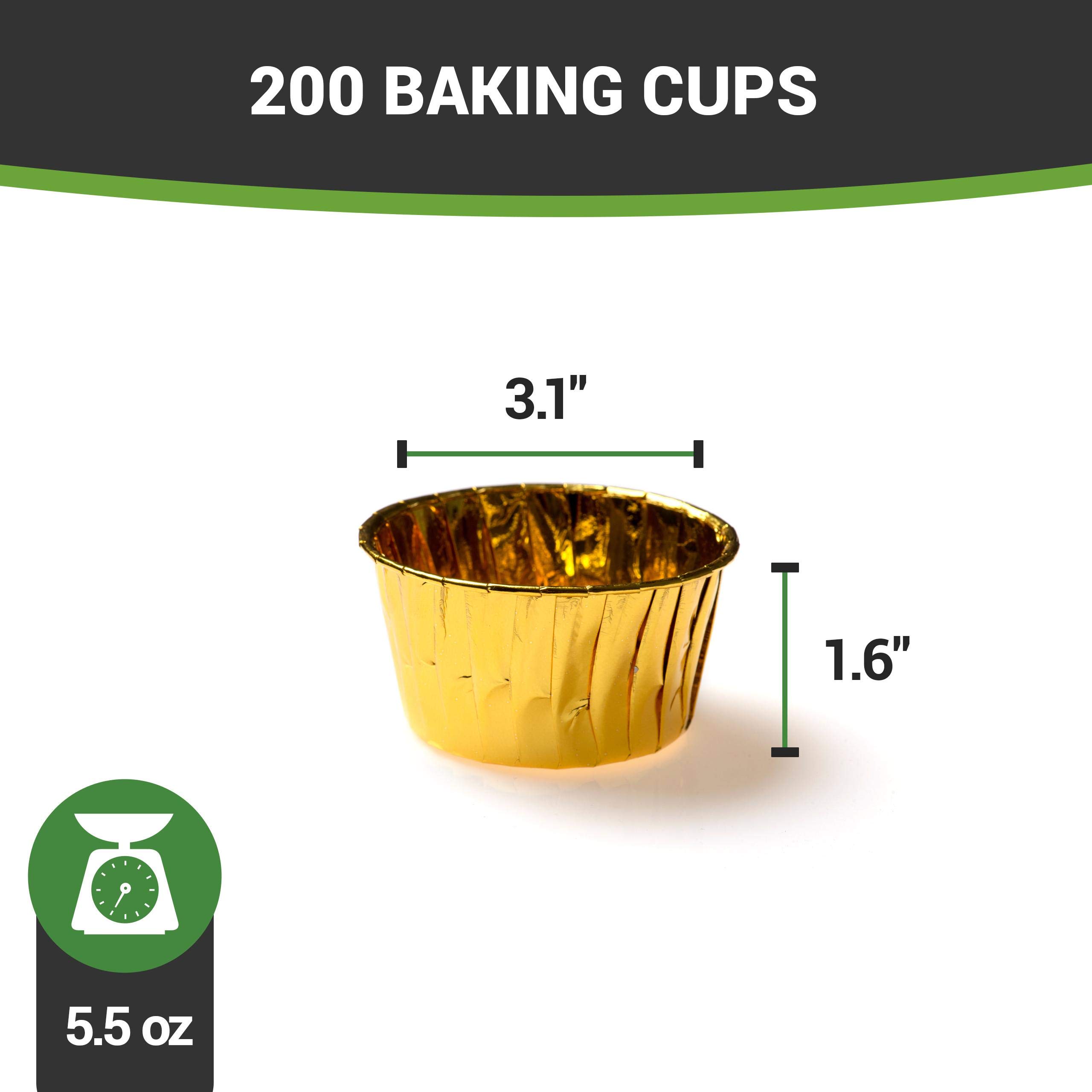 Restaurantware Large 3.4-oz Pleated Baking Cups - Rose Gold Luxury Muffin & Cupcake Liners - Disposable Recyclable Paper Baking Cups (200 Count) - Perfect for Home Baking, Party Desserts & Mini Snacks