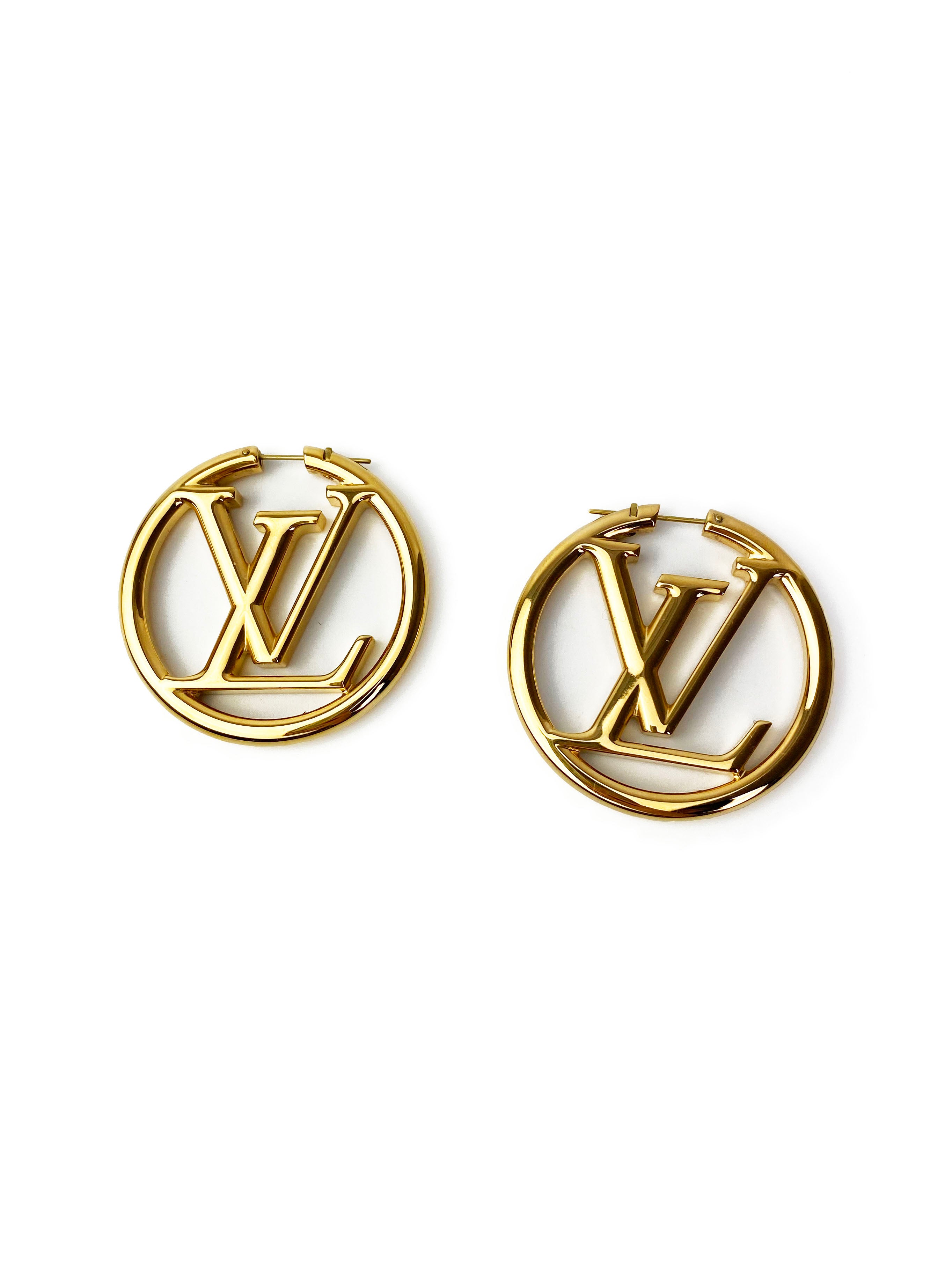 Louis Vuitton Louise Gold Hoop Earrings for Women - Luxury Designer Fashion Jewelry - Perfect for Parties, Weddings & Special Occasions