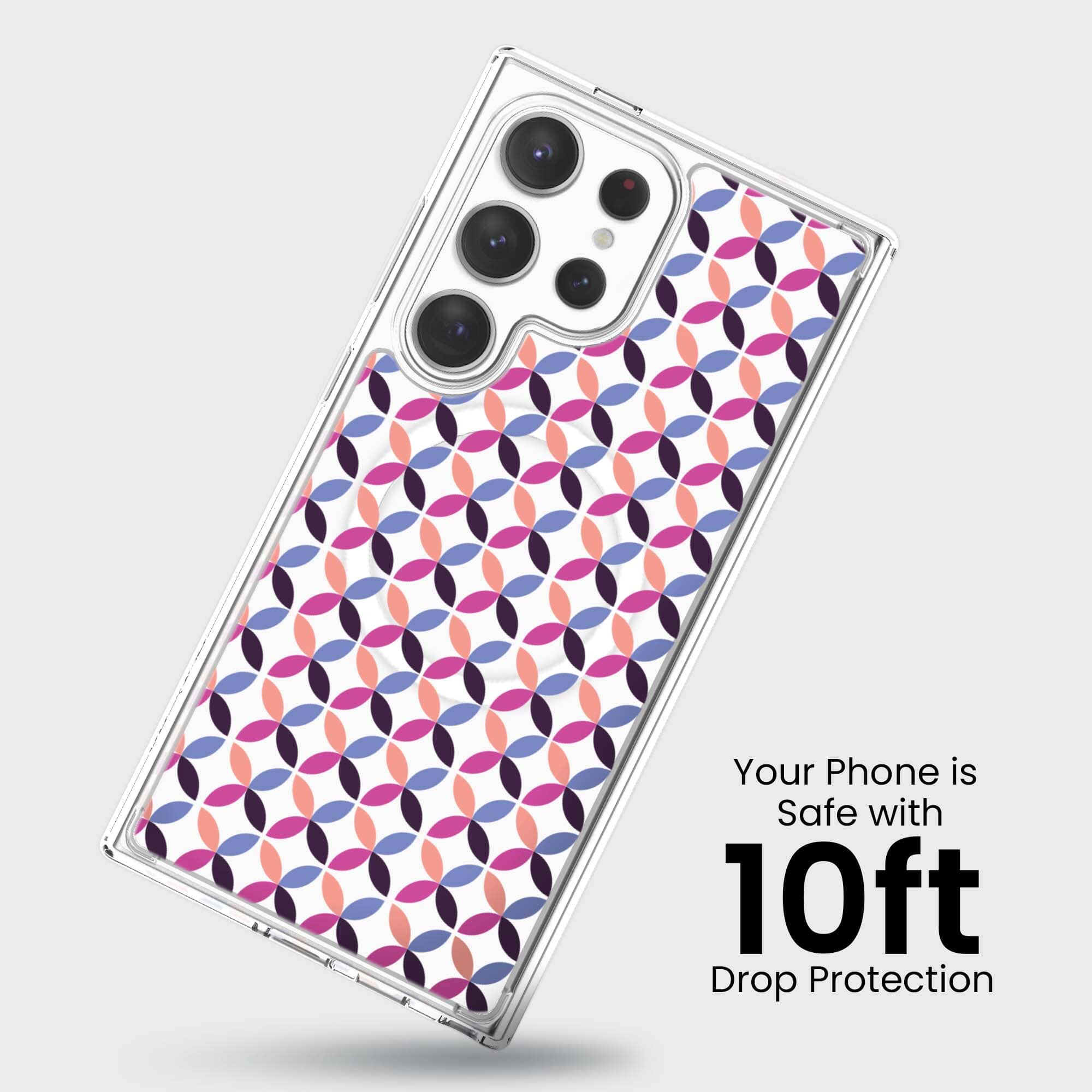 Samsung Galaxy S24 Ultra Clear Phone Case with Pink Celestial Petal Design - Slim Protective Cover for Everyday Use & Travel