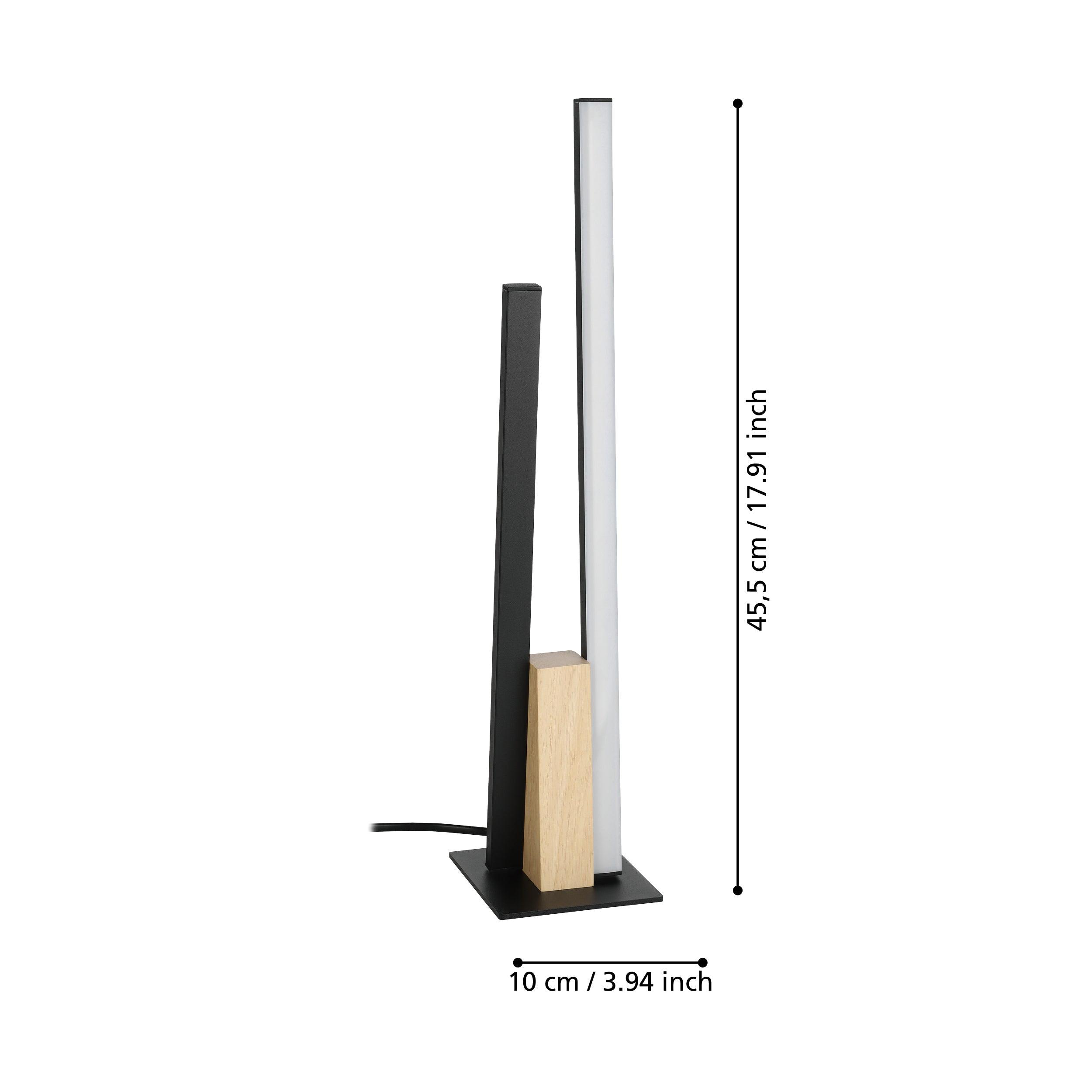 Eglo Panagria Modern LED Table Lamp with Black Metal Base and Wooden Accent - Perfect for Bedroom, Living Room, and Office Lighting