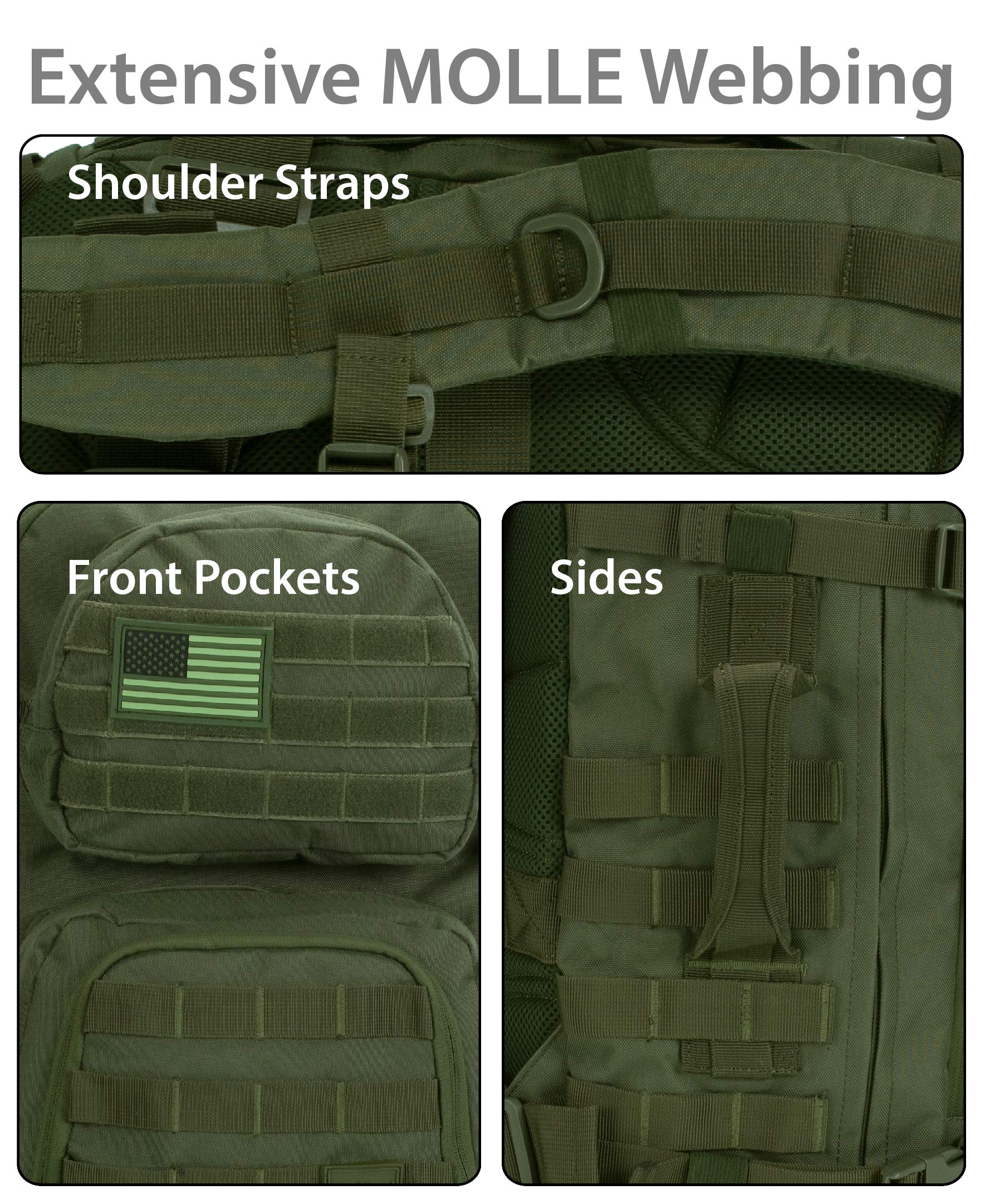 Rockland Military Tactical Laptop Backpack - Durable 17 Inch Laptop Bag with Multiple Pockets, Water Resistant Green Backpack for Men & Women - Perfect for Travel, Hiking, School & Work Commute