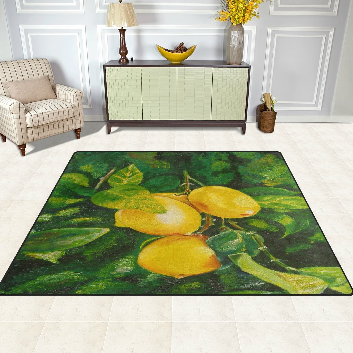 ALAZA Lemon Tree Oil Painting Area Rug 5'3