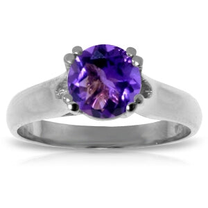 1.1 Carat 14K Solid White Gold Just Fly Amethyst Ring for Women - Elegant Purple Gemstone Jewelry for Engagement, Anniversary & Special Occasions