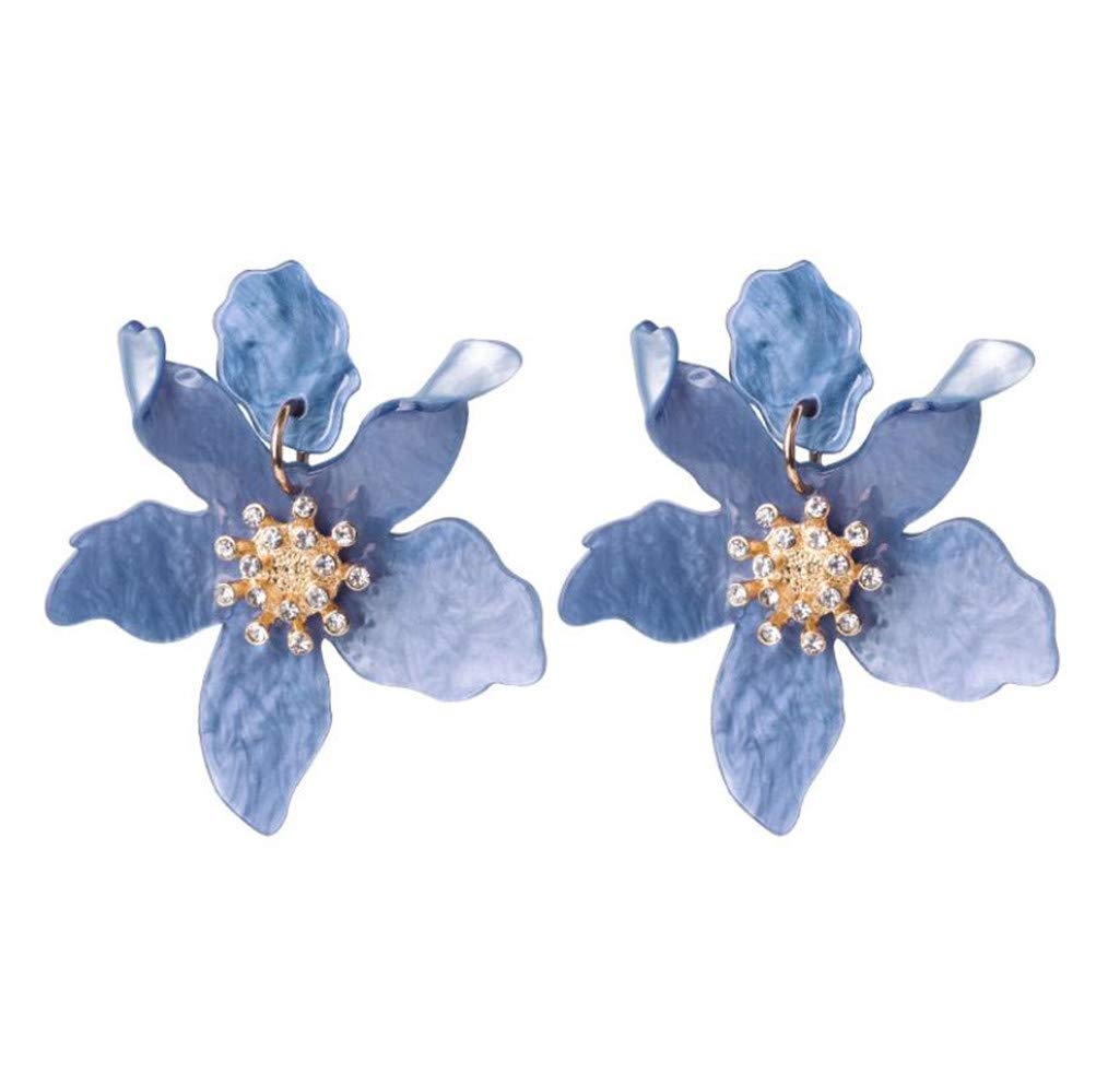 Bohemian Exaggerated Colorful Petal Flower Rhinestone Acrylic Dangle Earrings for Women | Statement Jewelry for Parties, Weddings & Festivals