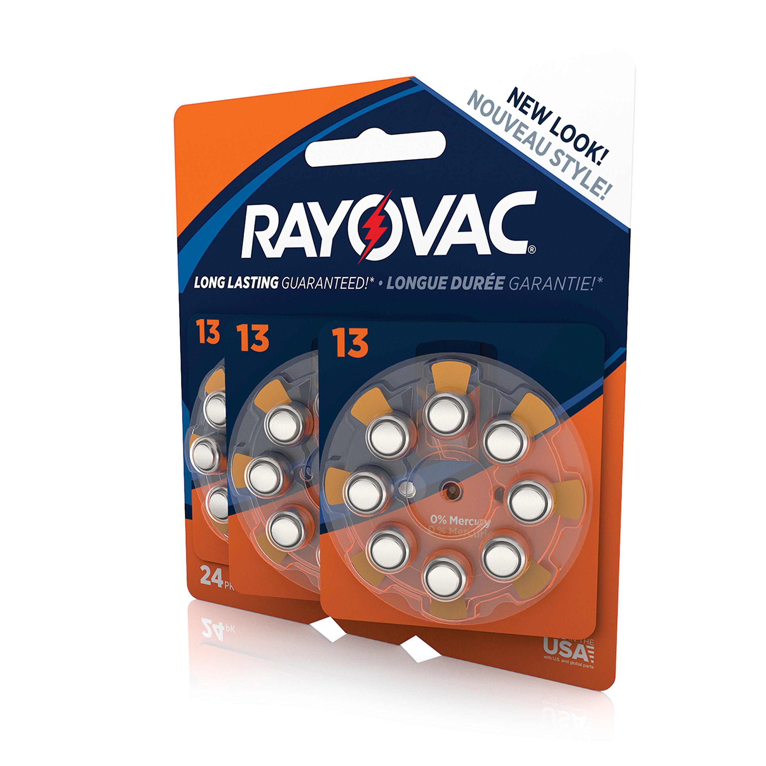 RAYOVAC Size 13 Hearing Aid Batteries, 24-Pack (L13ZA-24ZMB) - Long-Lasting Zinc-Air Power for Clear Hearing - Perfect for Travel, Work & Daily Use