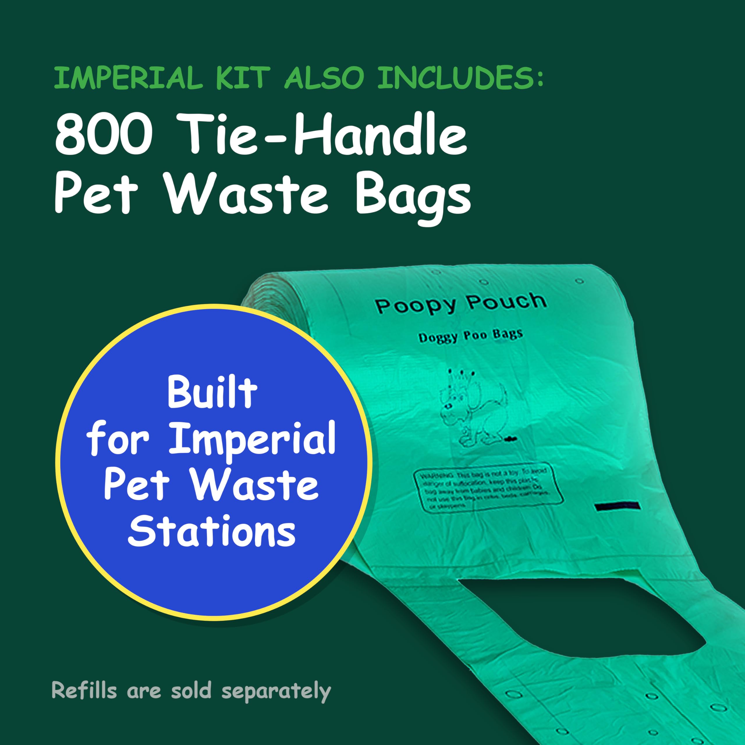 Imperial High Capacity Roll Bag Pet Waste Station - Complete Kit with Locked Dispenser, 10 Gallon Trash Can with Lid, Steel Sign, 8ft Channel Post & 800 Lemon Scented Pet Waste Bags | Perfect for Dog Parks, Apartment Complexes & Public Spaces