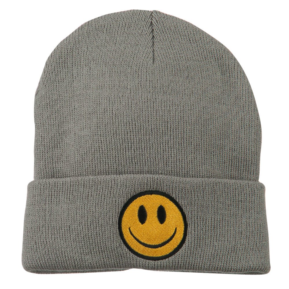 e4Hats.com Smile Face Embroidered Long Beanie - Winter Warm Knit Hat for Men & Women - Perfect for Skiing, Snowboarding & Outdoor Activities