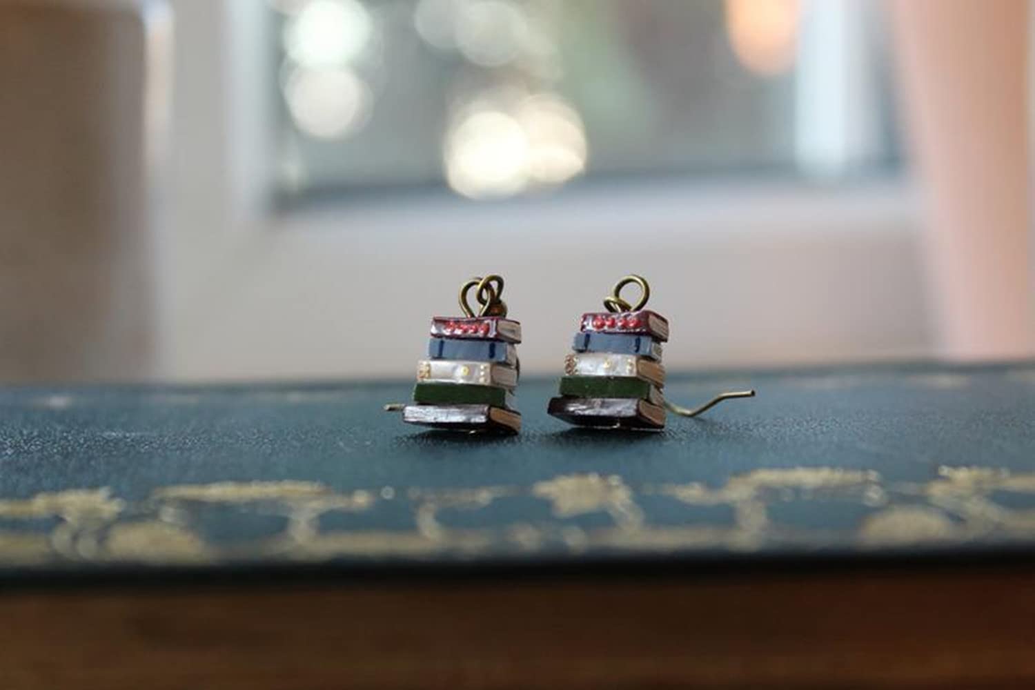Unique Clay Book Stack Dangle Earrings for Women - Cute Librarian & Teacher Gift for Birthday, Christmas, Holiday - Perfect for Book Lovers, Students & Educators