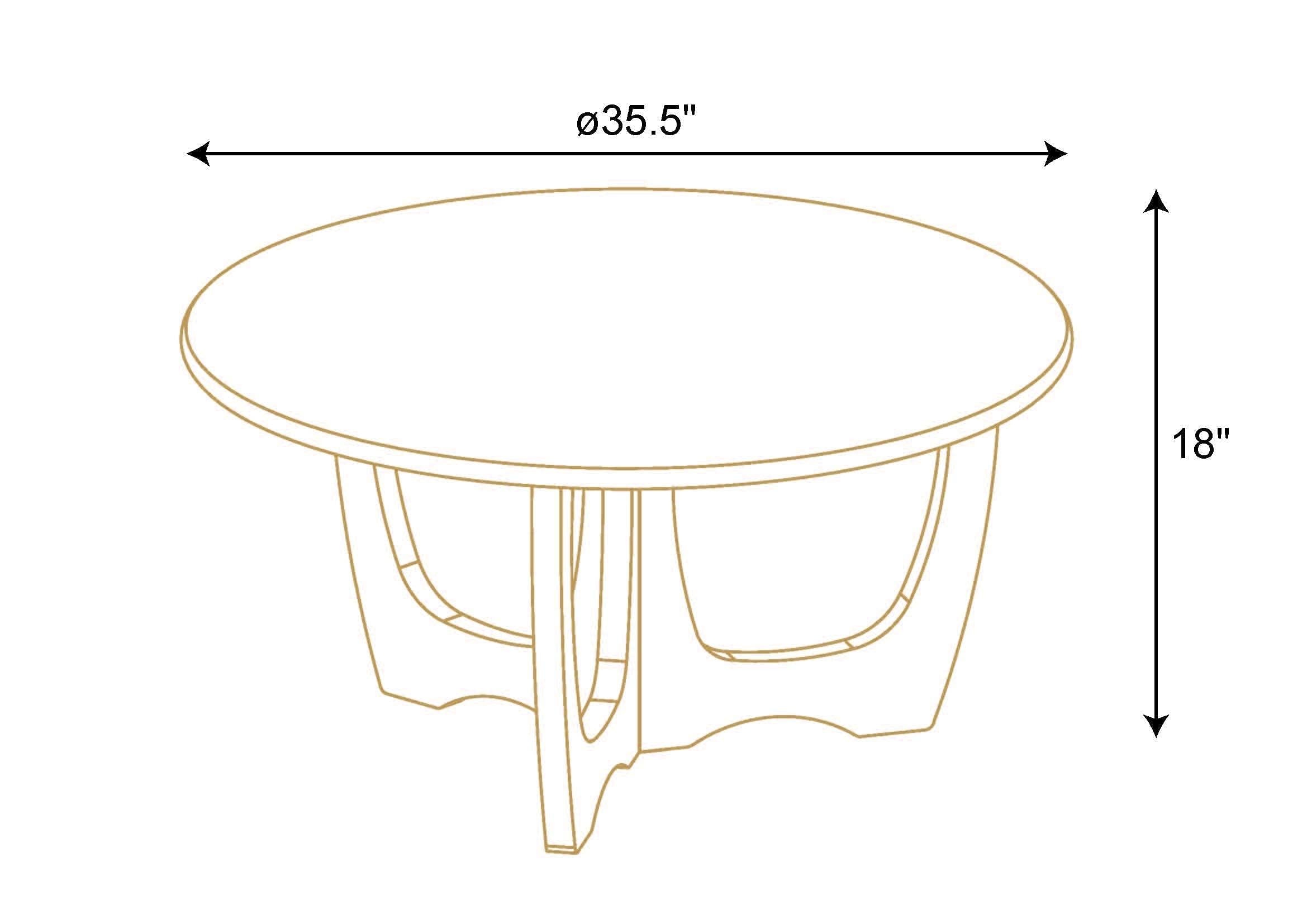 FINECASA Mid-Century Modern Wooden Round Coffee Table with Curved Legs - 36 x 18 Inches Chestnut Brown Accent Table for Living Room, Couch & Home Decor | Perfect for Lounge Areas, Reading Nooks & Small Space Living
