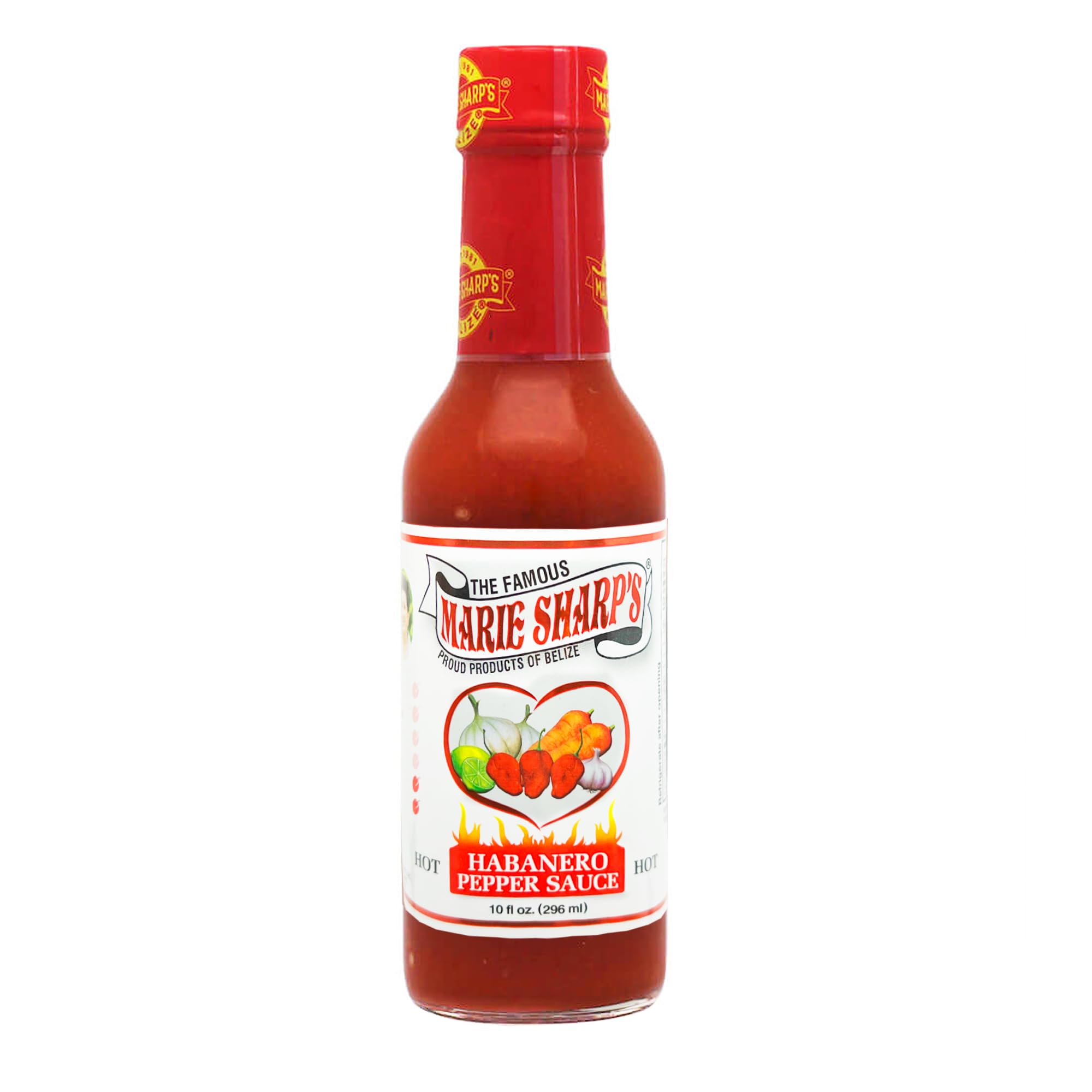 Marie Sharp's Hot Habanero Pepper Sauce - 10 oz Bottle (Pack of 3) | Spicy Habanero Hot Sauce for Tacos, Wings, Burgers & Mexican Food | Gluten-Free & Vegan-Friendly