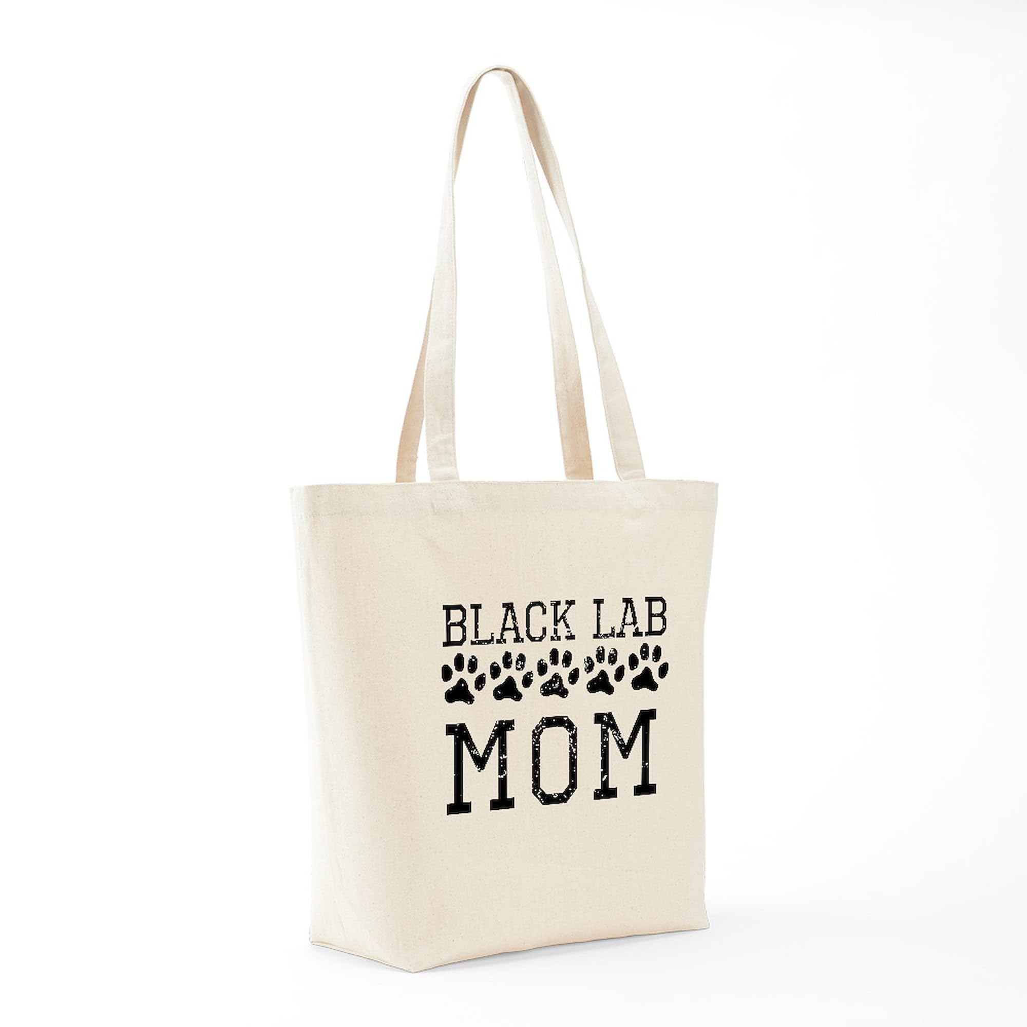 Black Lab Mom Distressed Canvas Tote Bag - Natural Reusable Shopping Bag for Women | Perfect for Groceries, Beach Trips & Everyday Use