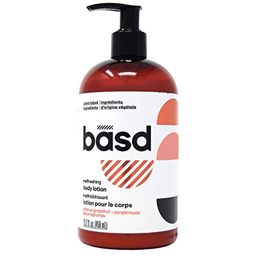 Basd Organic Moisturizing Body Lotion with Refreshing Citrus Grapefruit - Natural Vegan Skin Care, Hypoallergenic, 15.2 fl oz - Perfect for Dry Skin & Daily Hydration