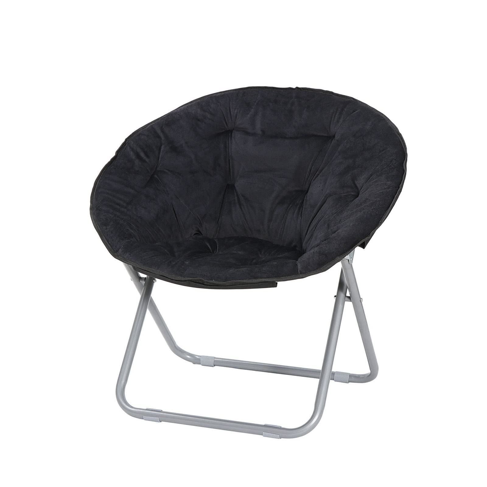 **BiYeer Oversized Moon Saucer Chair - Soft Folding Stool for Home, Living Room & Camping - High Back Support, Black - Perfect for Relaxing, Lounging & Outdoor Adventures**