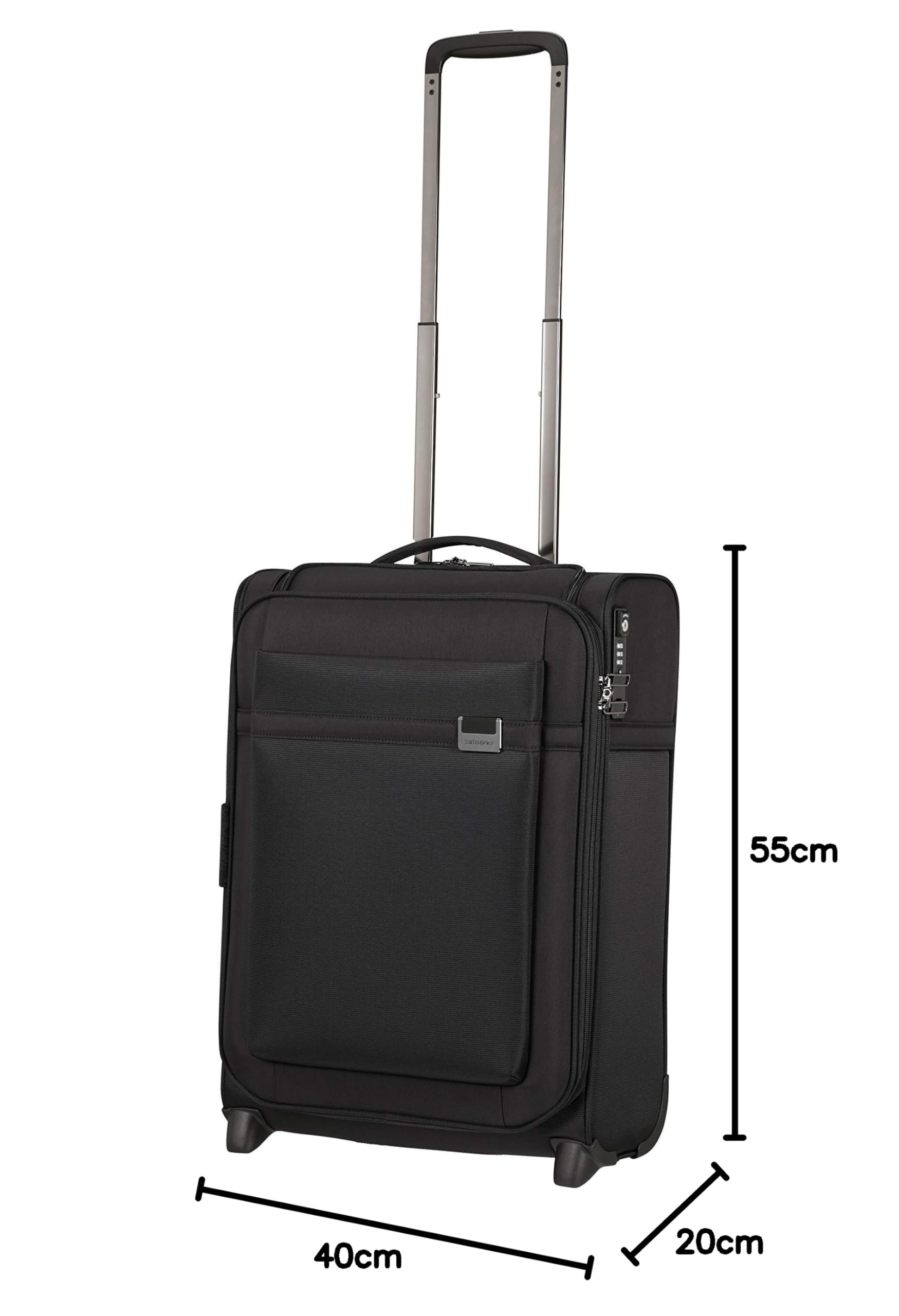Samsonite Airea Spinner S 55cm Carry-On Luggage 41L Black Expandable Suitcase for Business Travel & Weekend Getaways - Lightweight Durable Hardshell with 360° Spinner Wheels, TSA Lock & Packing Organizer