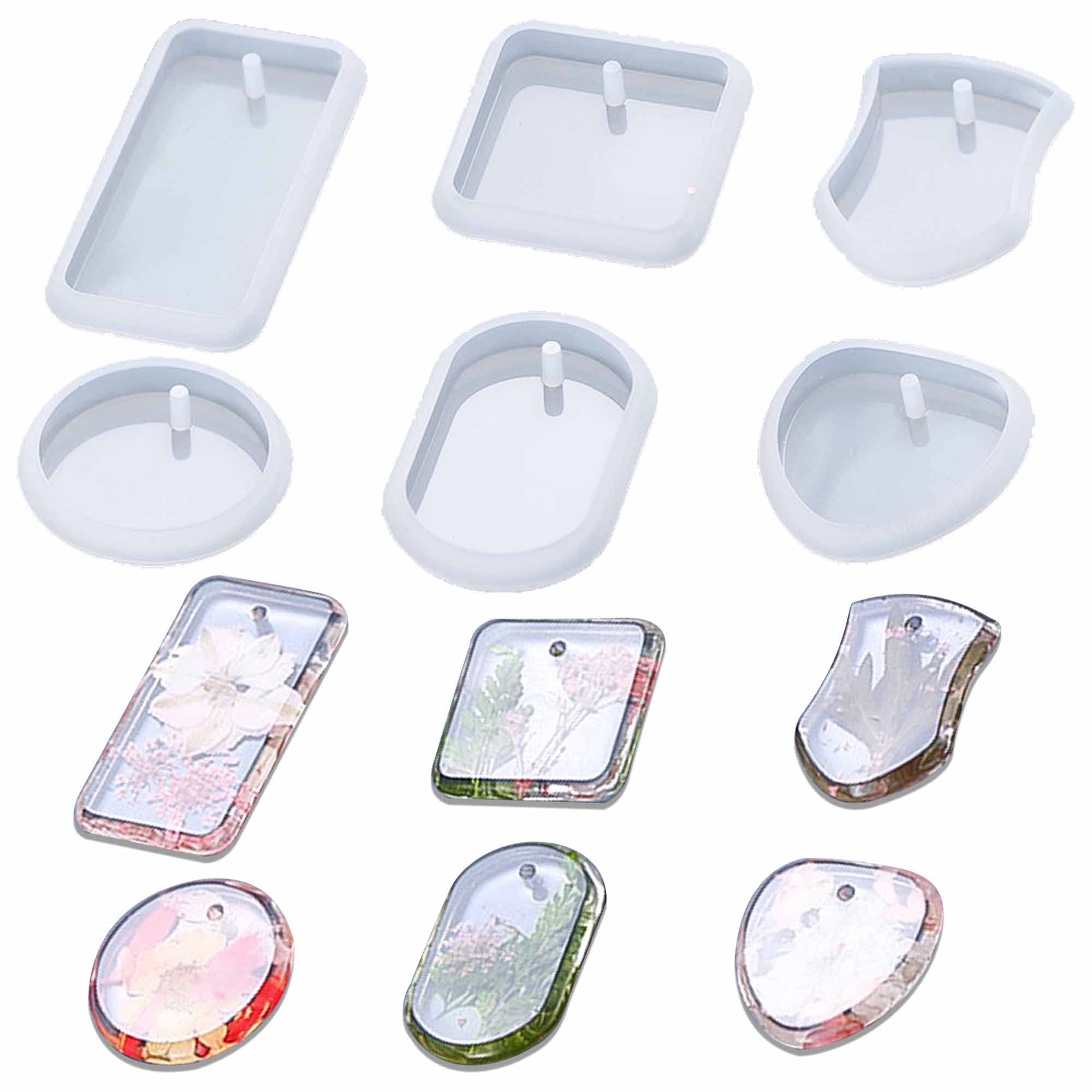 Premium DIY Resin Pendant Molds Set - Heart, Round, Oval, Square & Rectangular Silicone Jewelry Molds for Handmade Necklaces, Keychains & Gifts - Perfect for Crafting, DIY Projects & Resin Art Creations